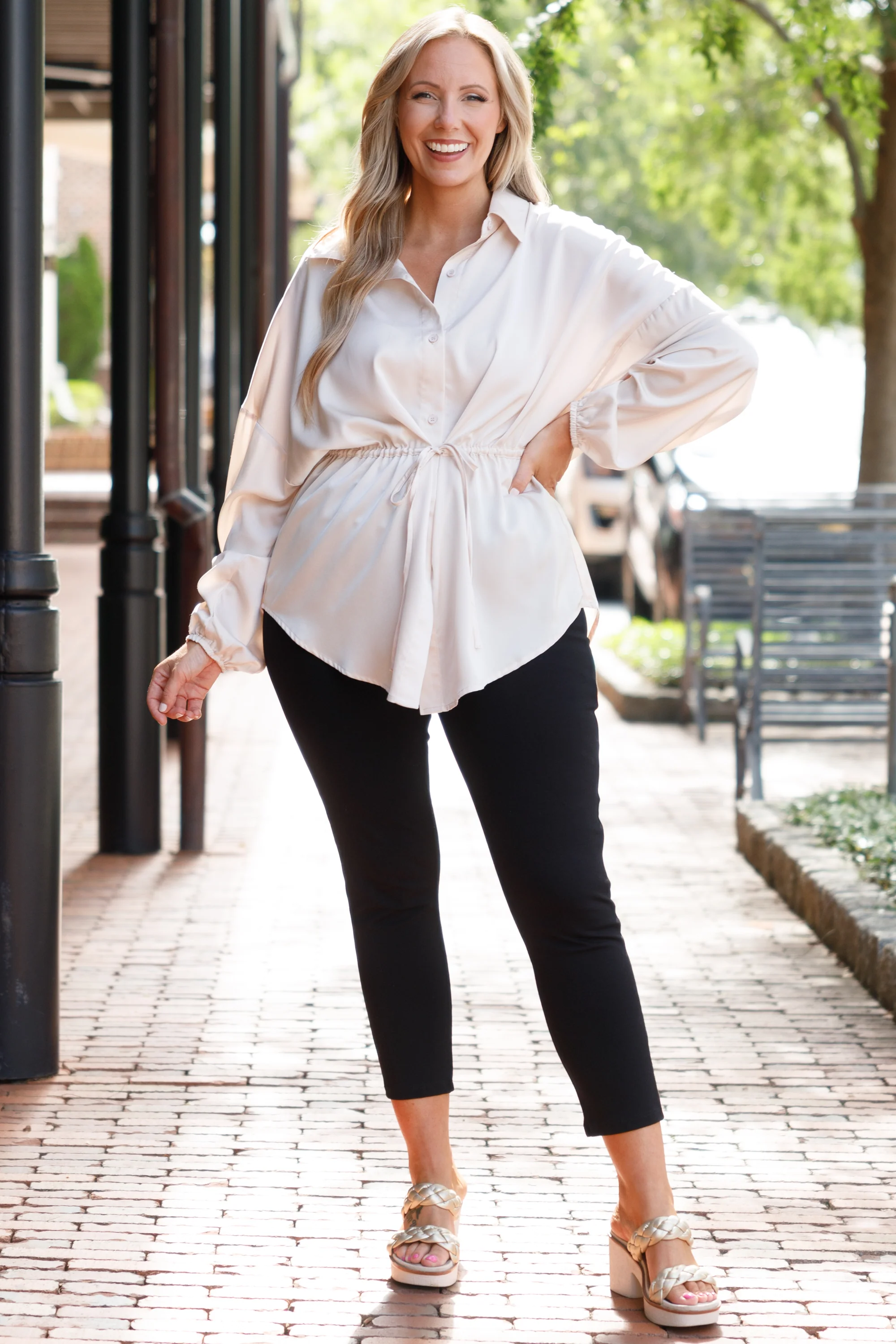 For The Weekend Blouse, Cream - Weilaico