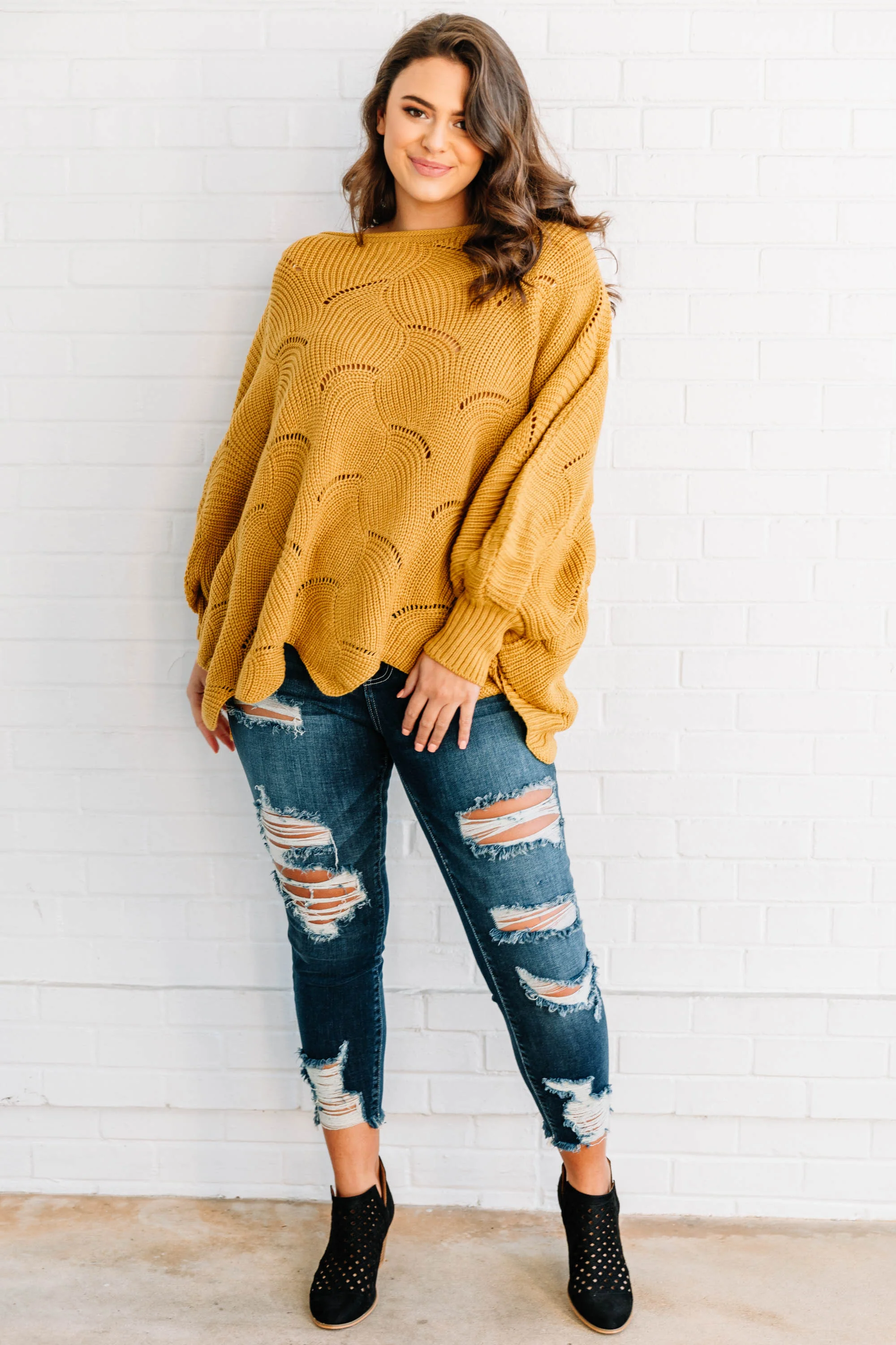 Warm Feelings Sweater, Mustard - Weilaico