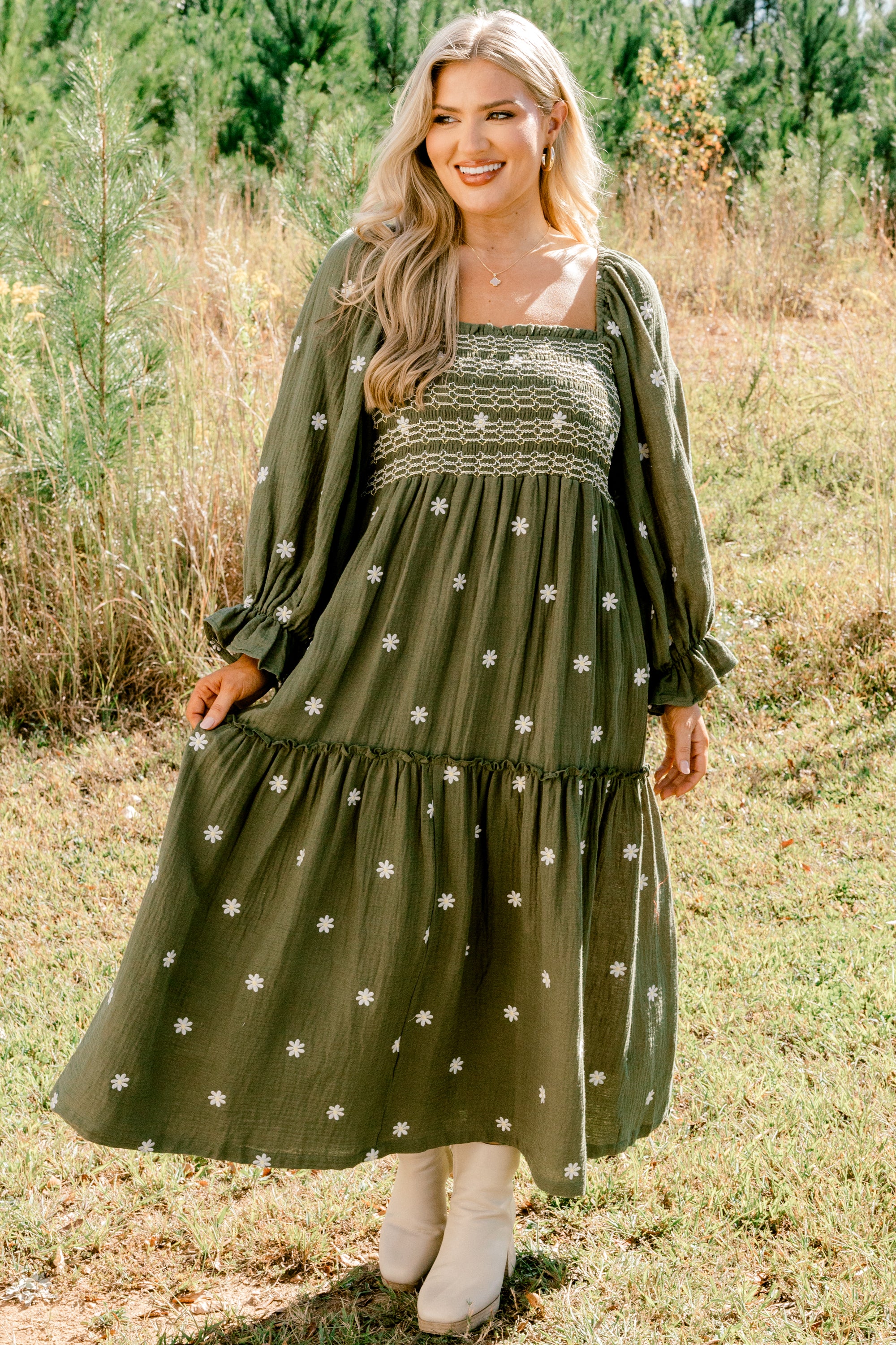 Wildflower Wonder Dress, Olive - Weilaico