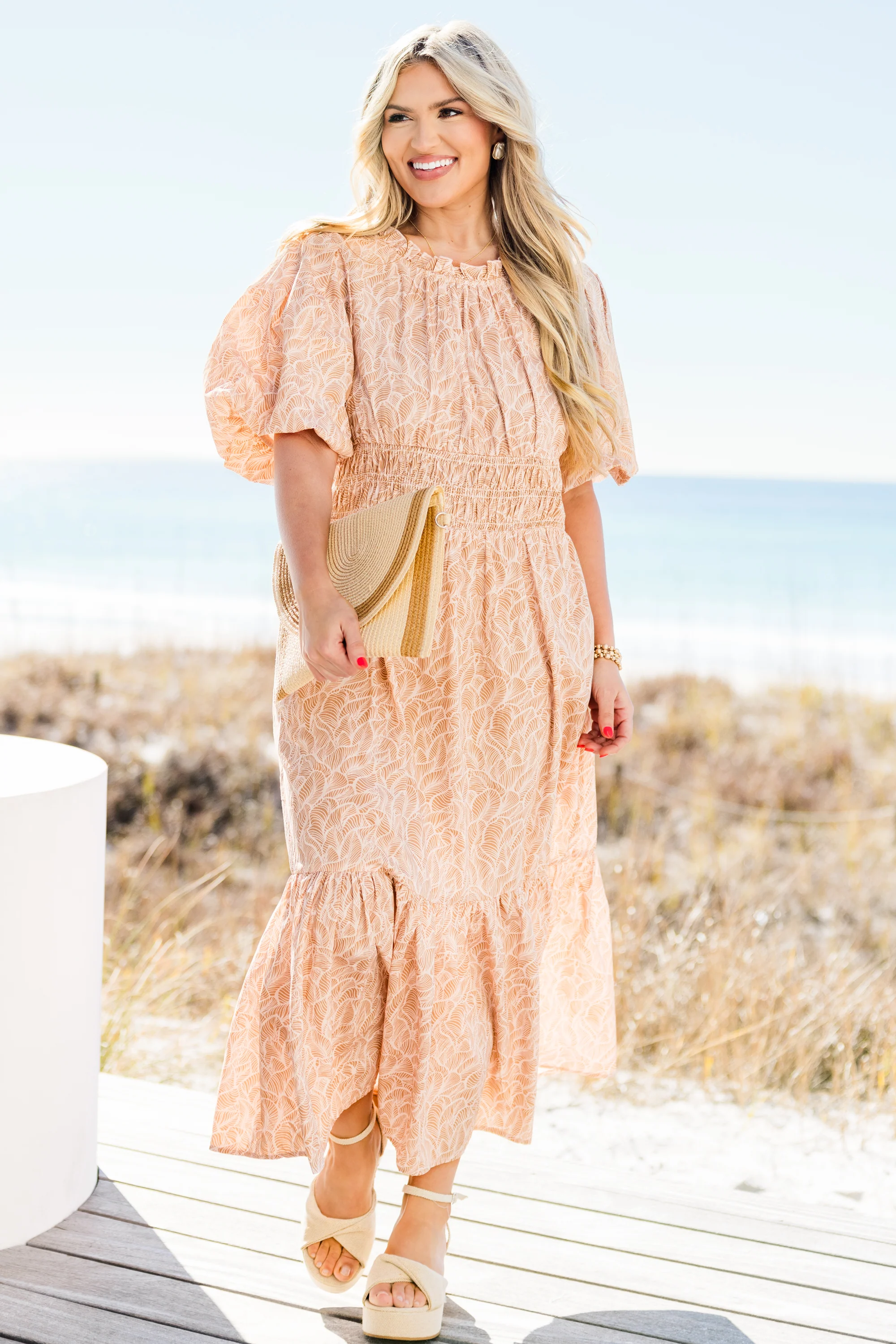 Sunlit Stroll Maxi Dress, Taupe - Weilaico