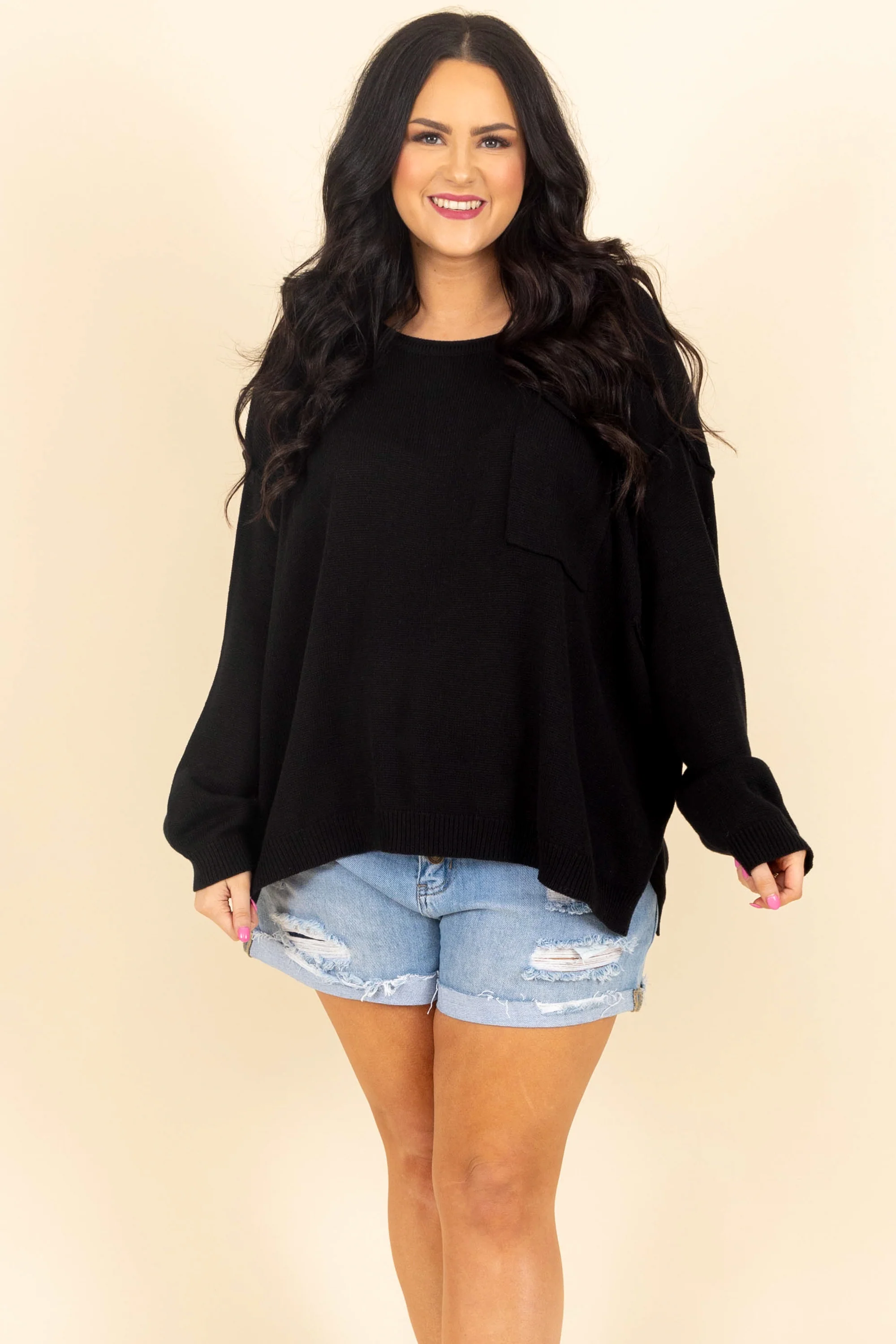 Let Me Be Sweater, Black - Weilaico