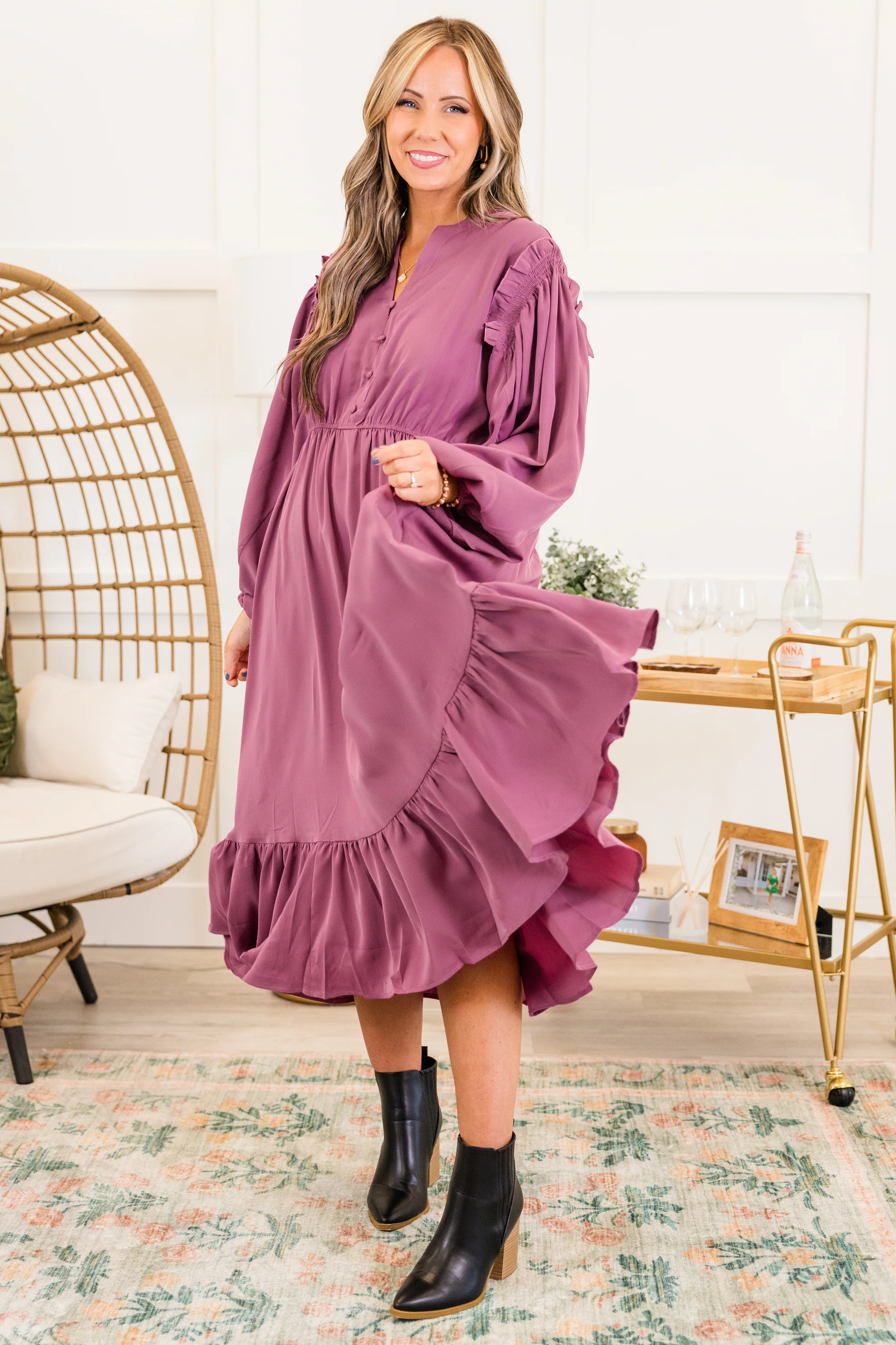 Memorize Today Dress, Eggplant - Weilaico