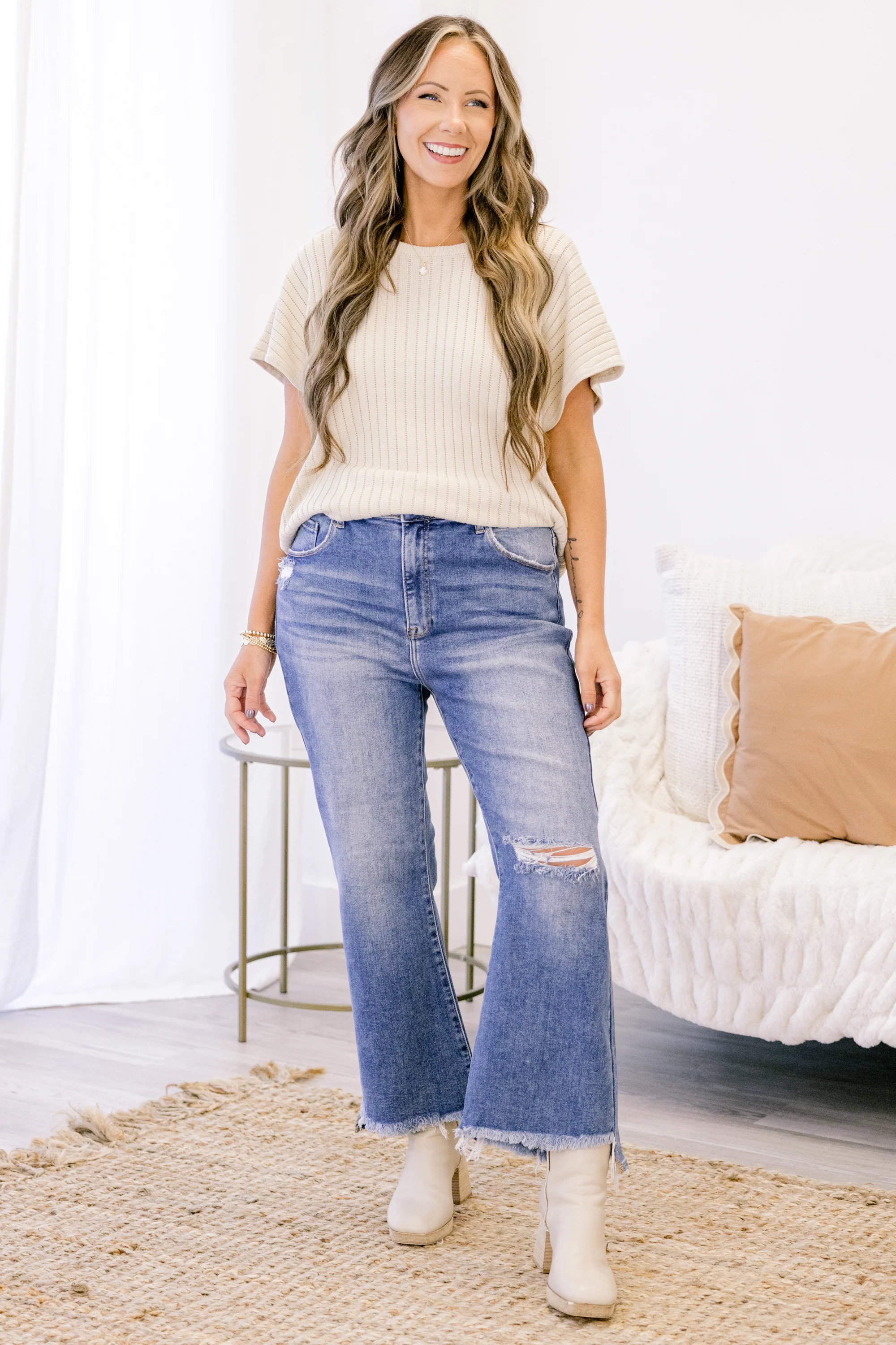 Give It A Try Jeans, Medium Wash - Weilaico