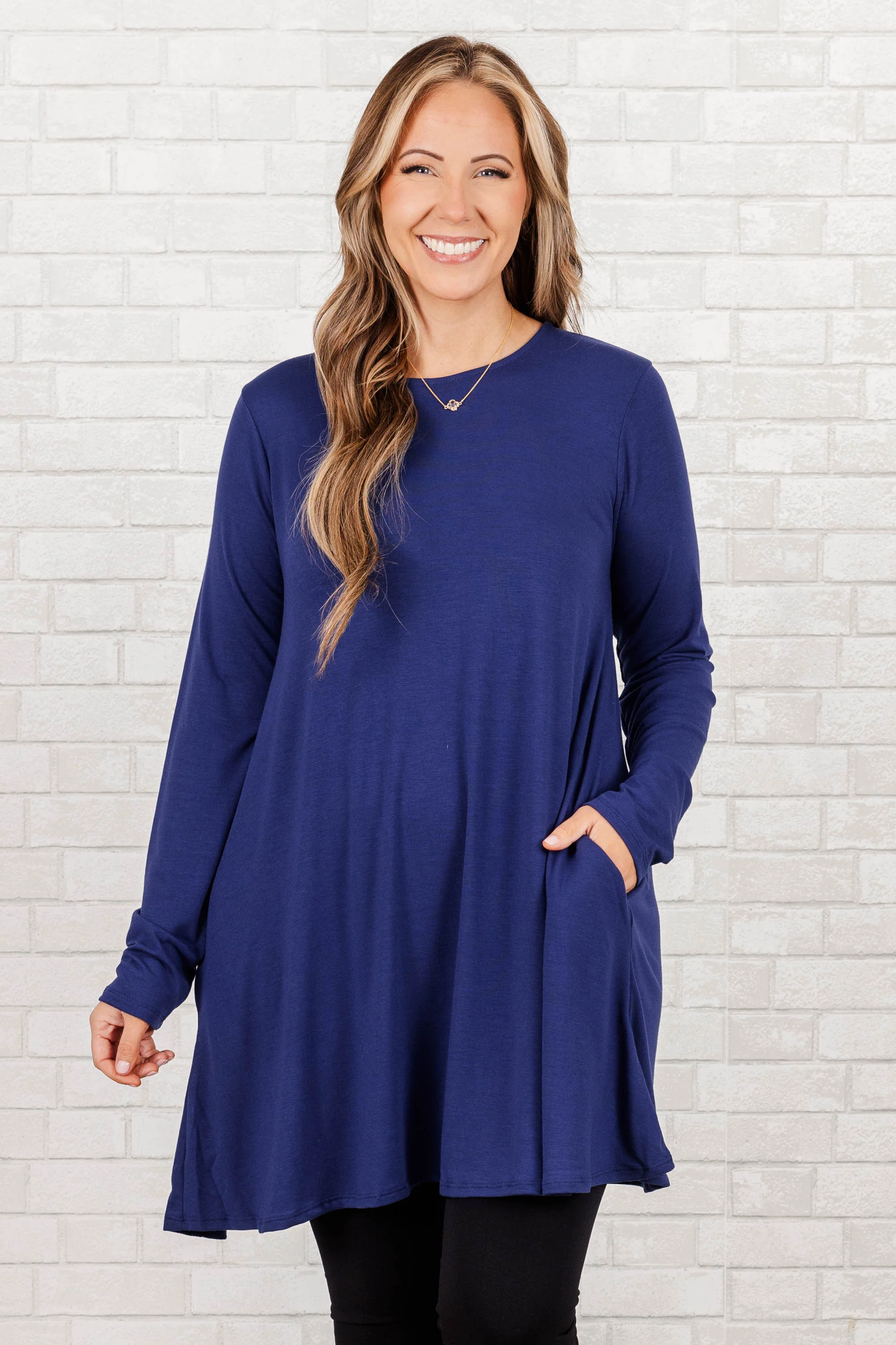 As Long As You're Here Tunic, Light Navy - Weilaico