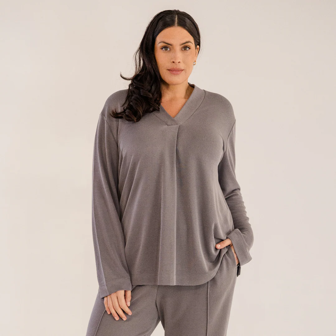 Bowery Wide V-Neck Tunic, Castle Rock - Weilaico