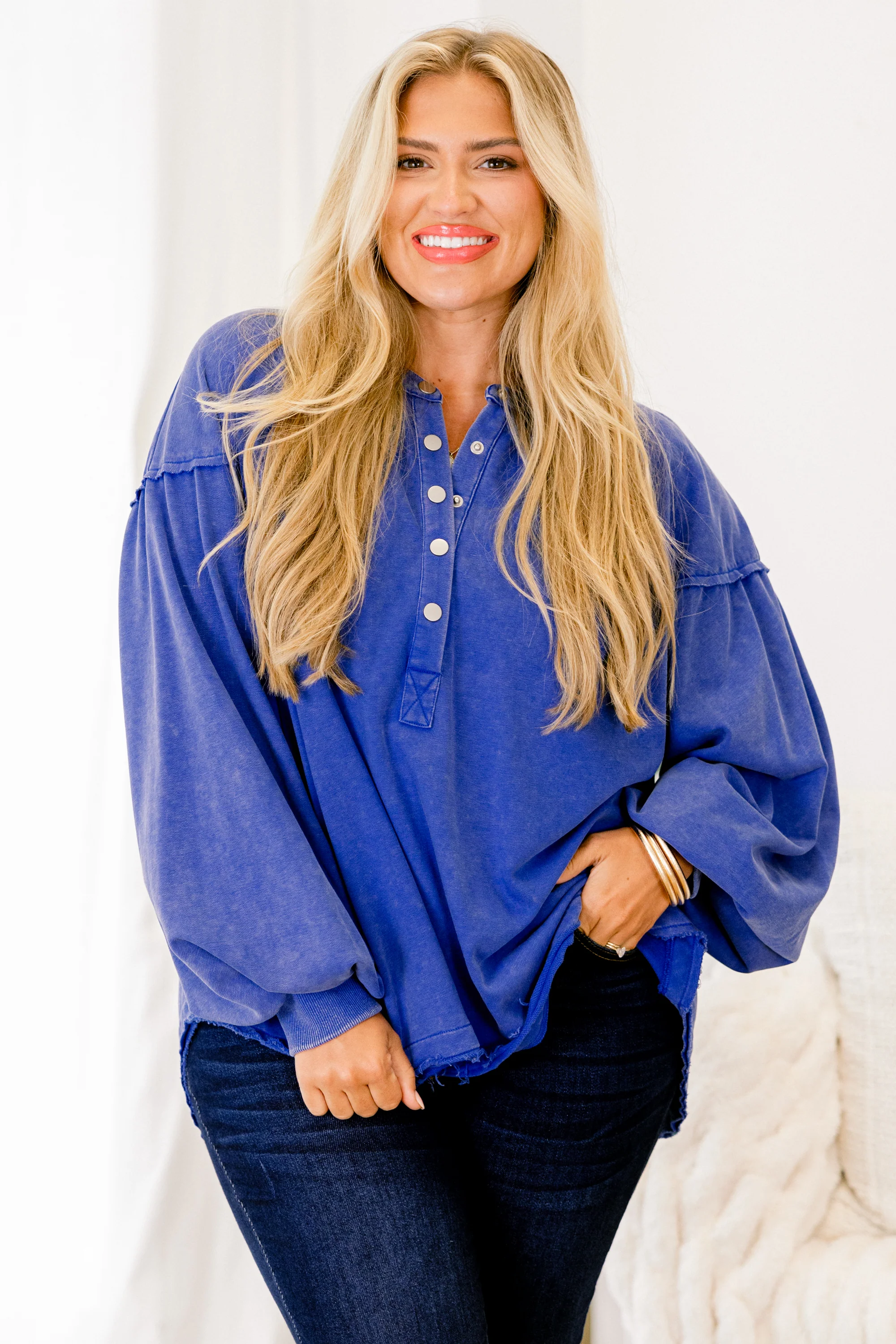 Crimson Sunset Pullover, Blue - Weilaico