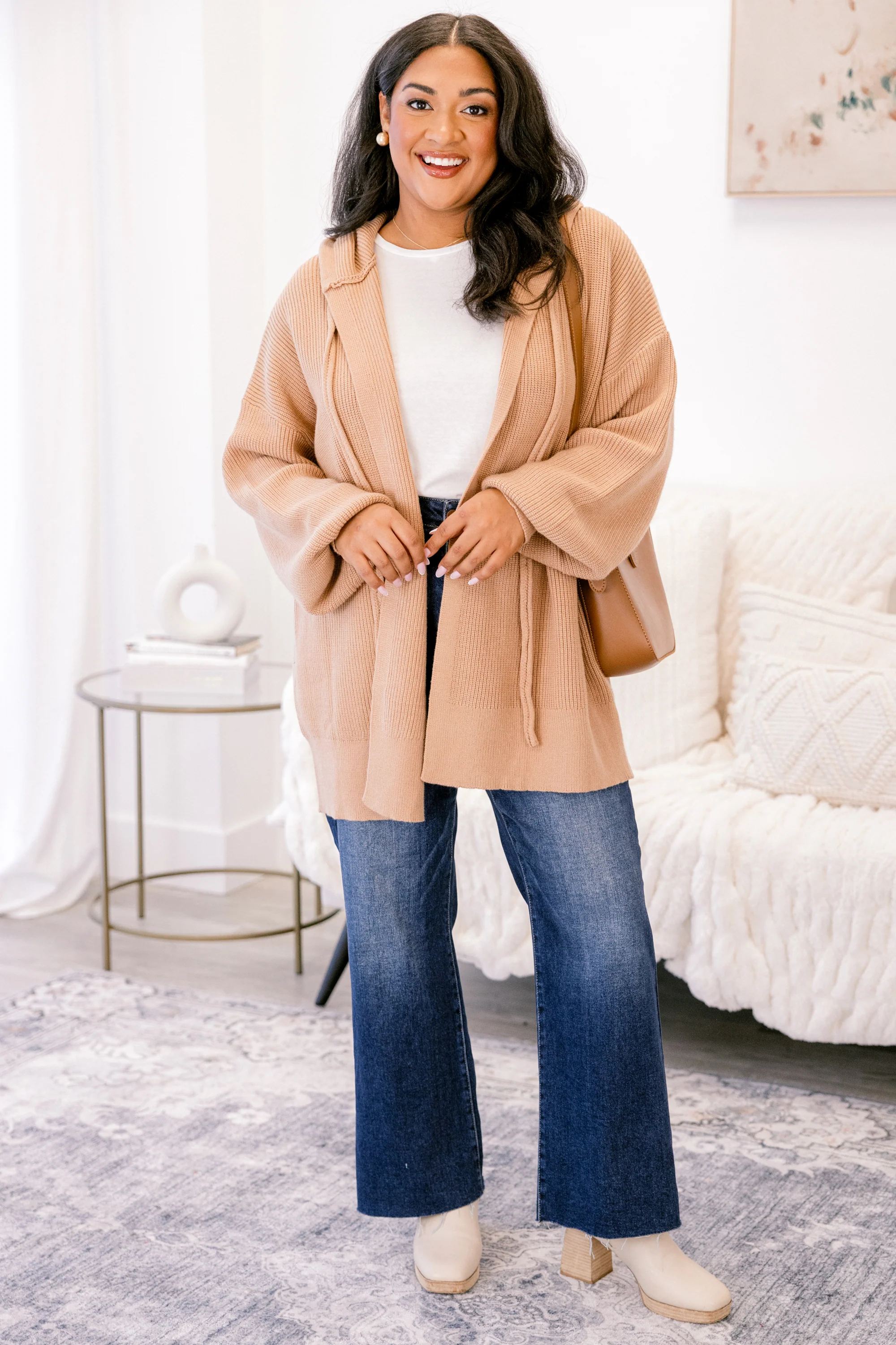 Kind Of Comforting Cardigan, Taupe - Weilaico