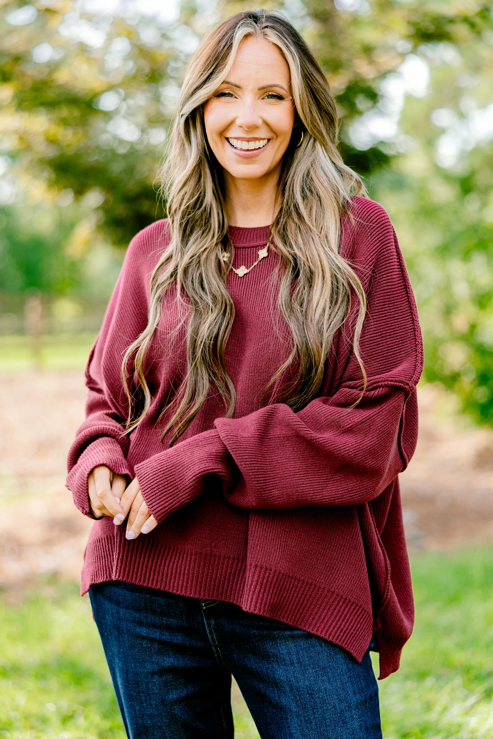 Magically Perfect Sweater, Crimson - Weilaico