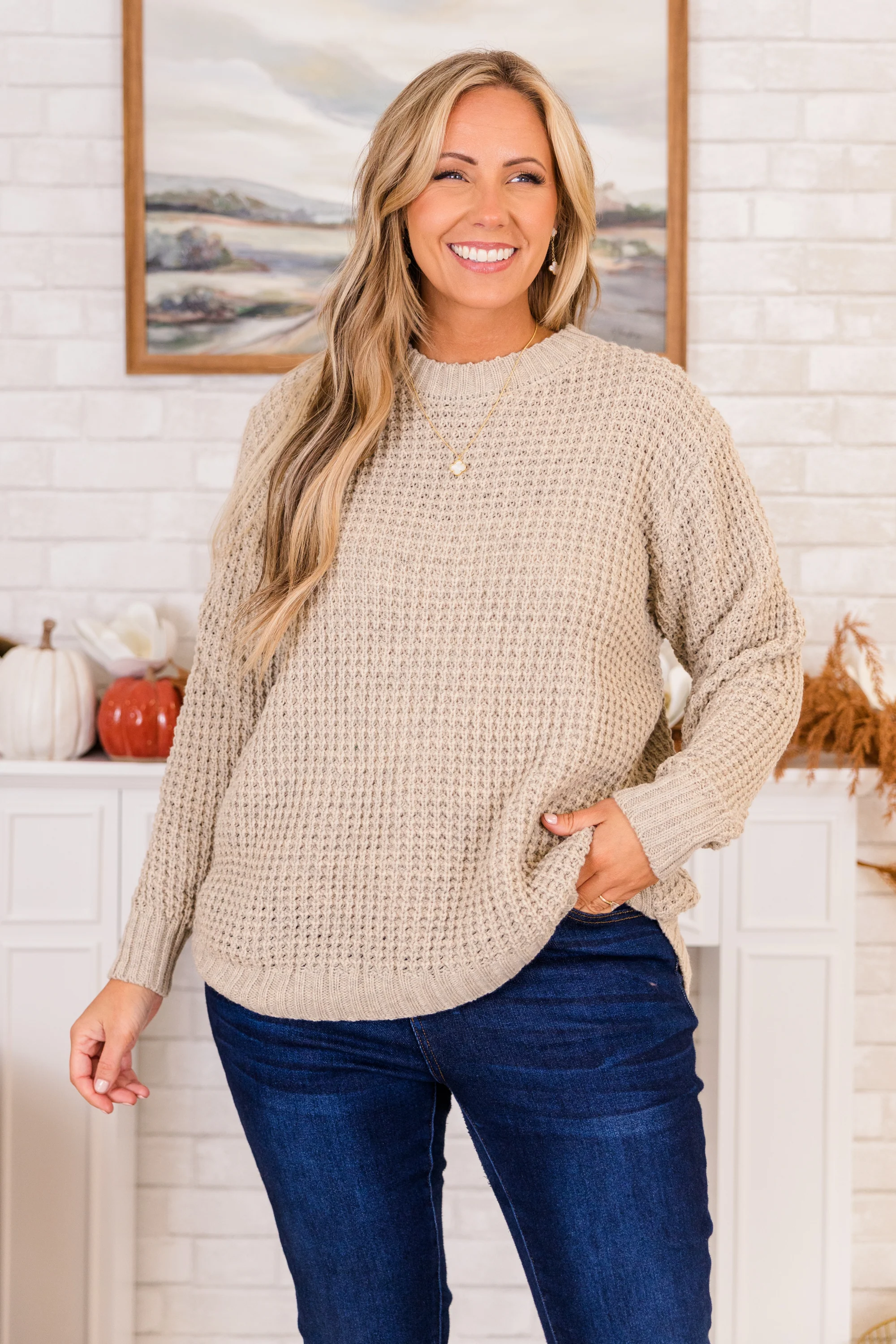 Everything We Loved Sweater, Heather Beige - Weilaico