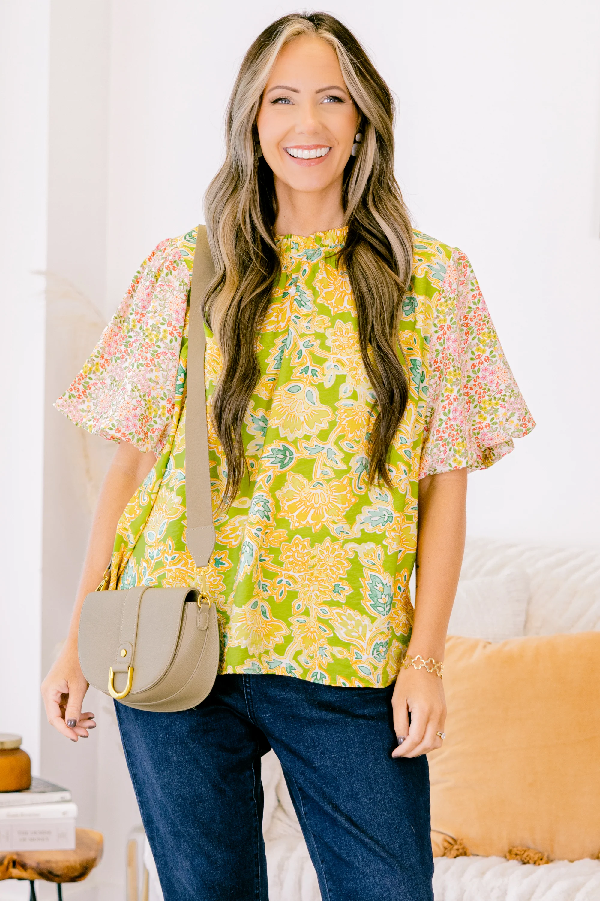 Lily Blossom Top, Green - Weilaico