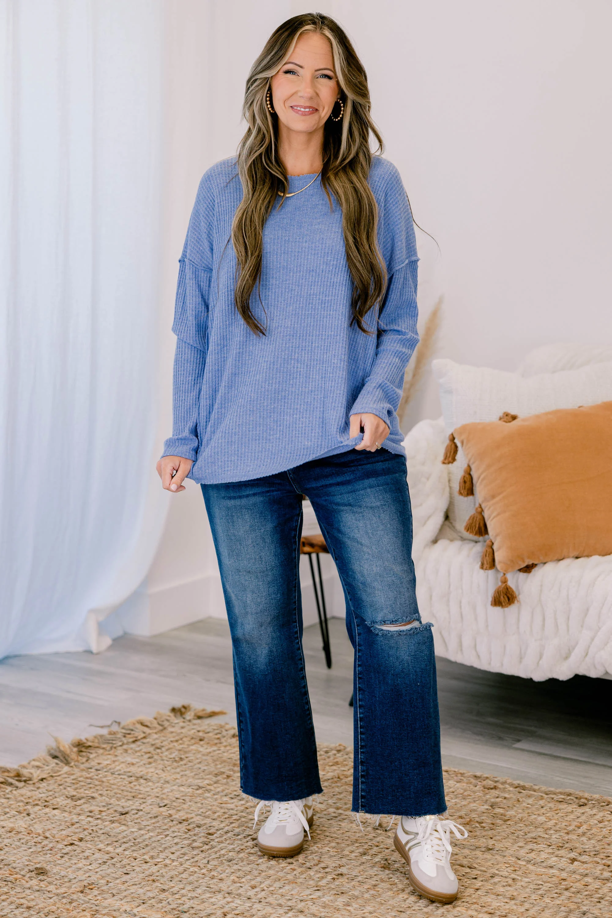 Can't Stop Love Top, Denim Blue - Weilaico