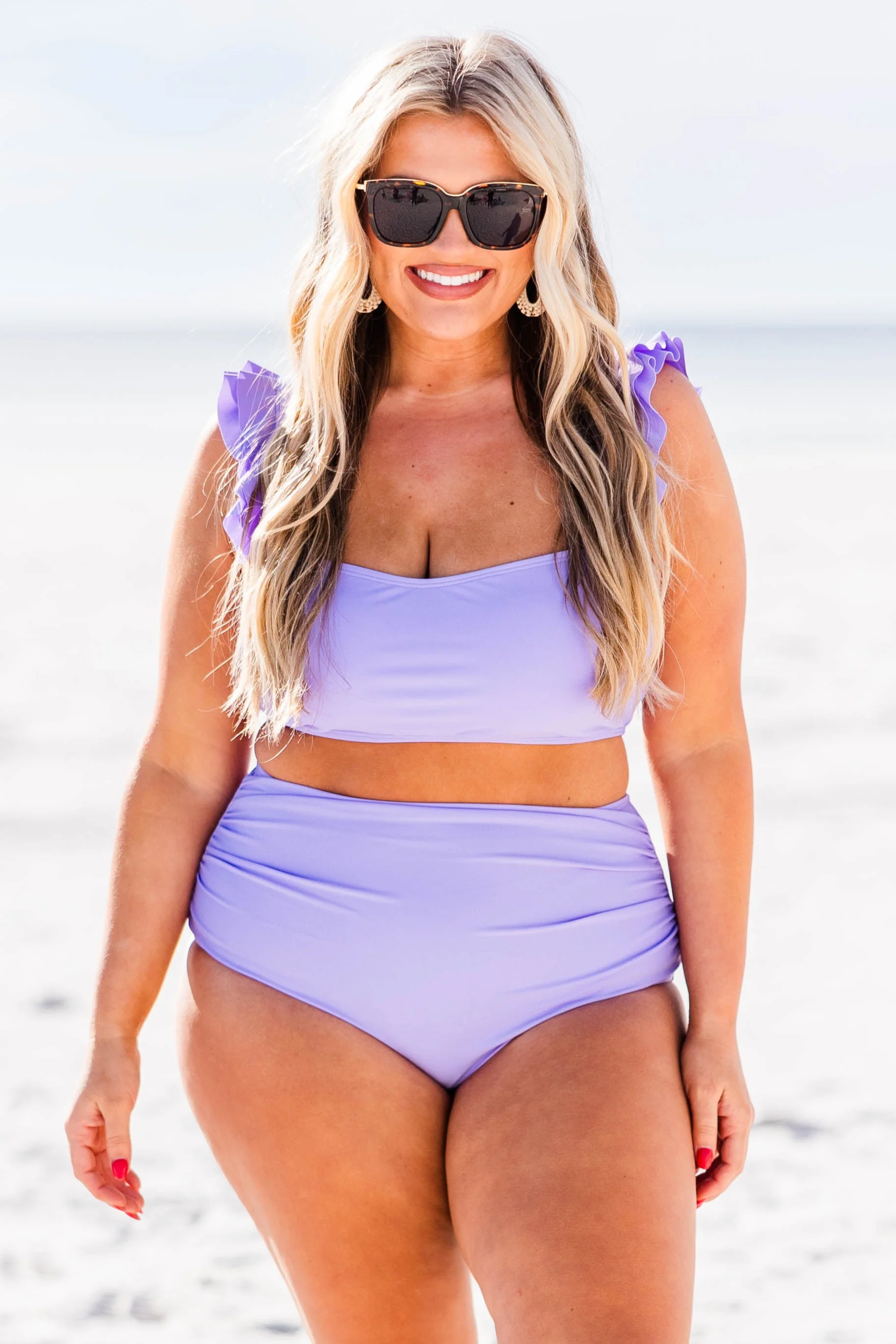 Beach Trip Swim Top, Lavender - Weilaico