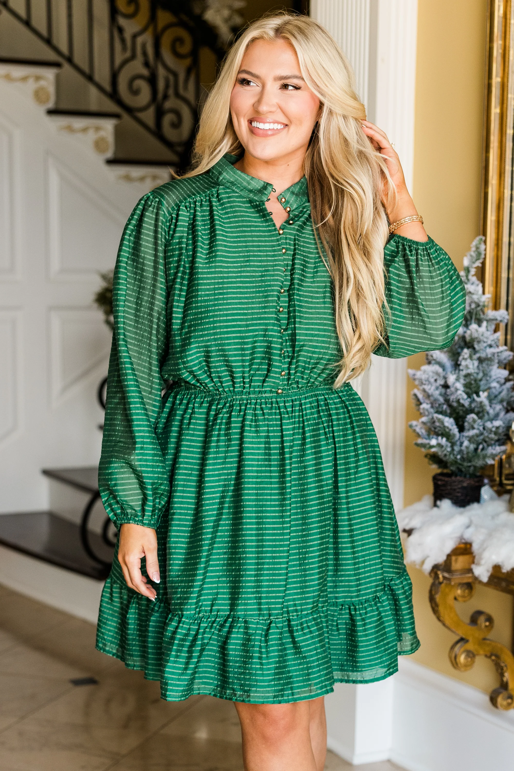 Moments Of Clarity Dress, Hunter Green - Weilaico