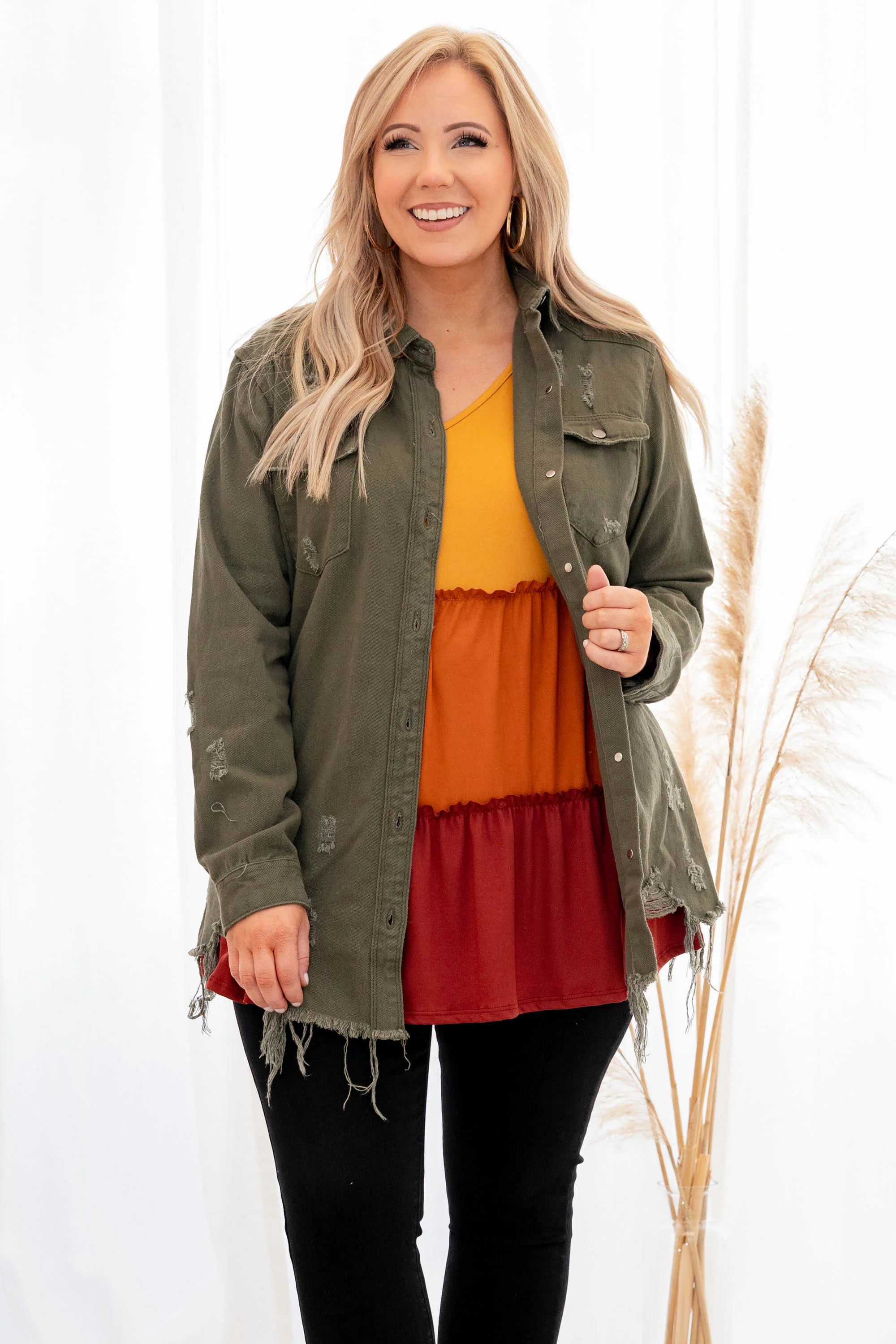 Chill As Can Be Top, Olive - Weilaico