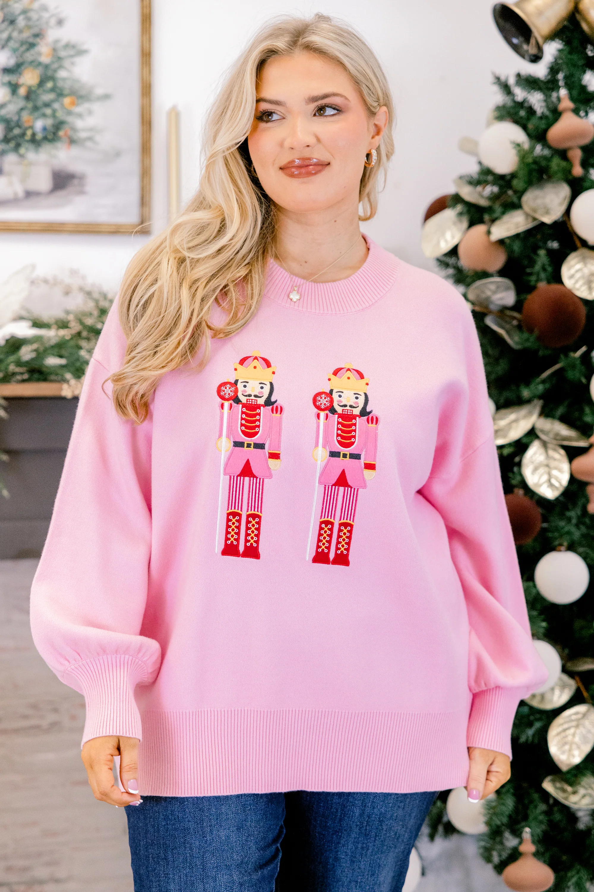 Rewrite The Story Sweater, Pink Nutcracker - Weilaico