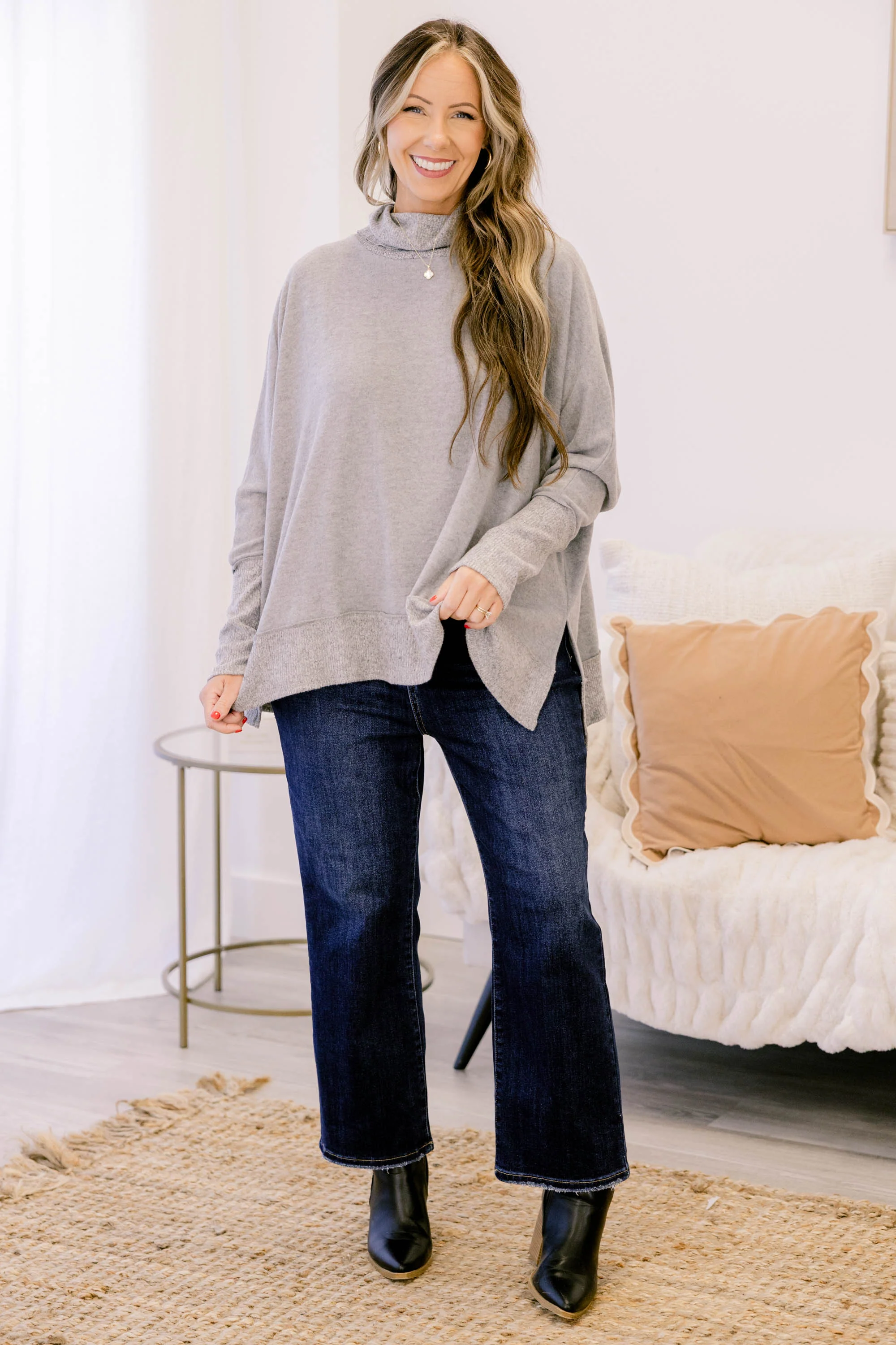 Working Late Top, Gray - Weilaico