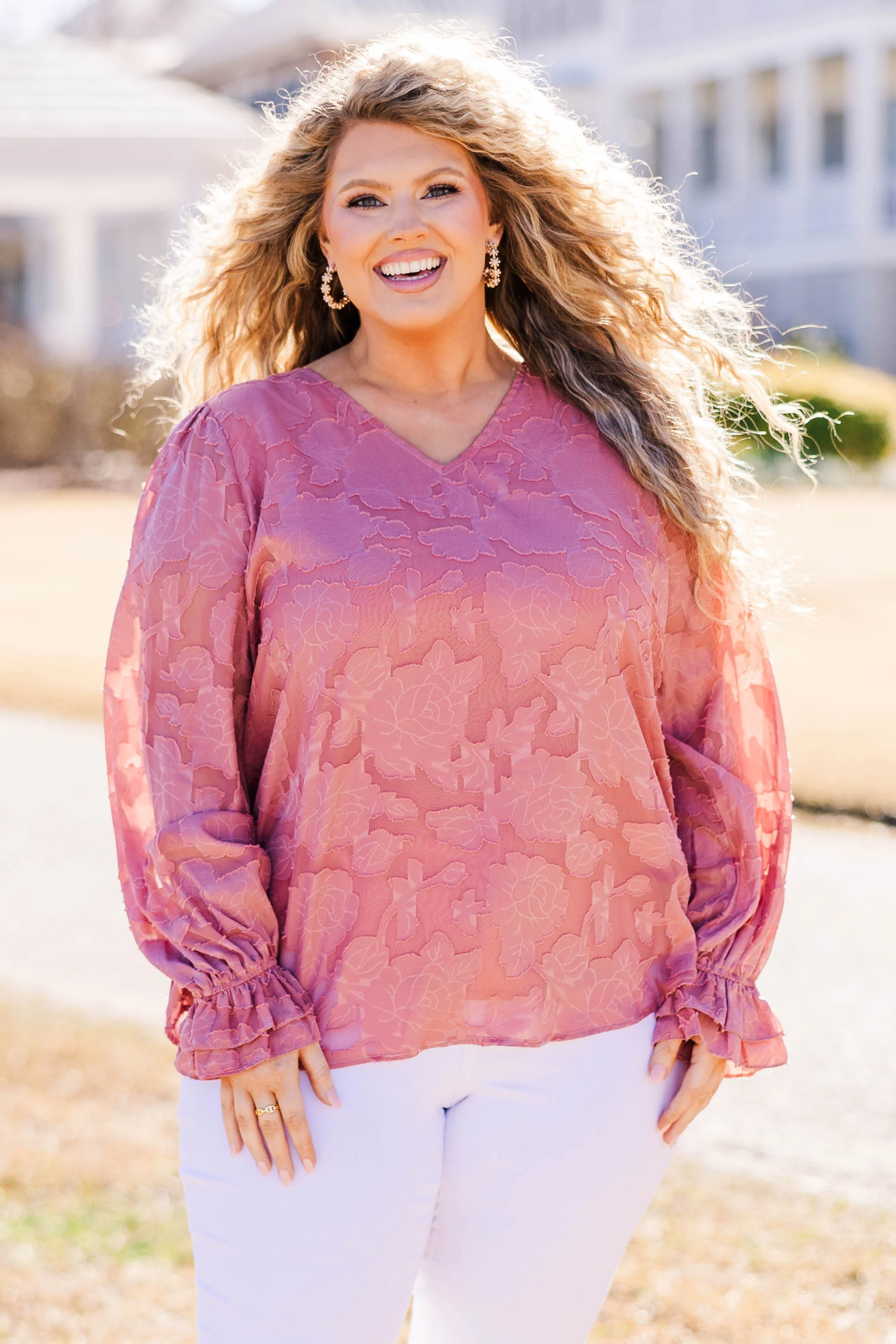 Tea Rose Top, Mauve - Weilaico