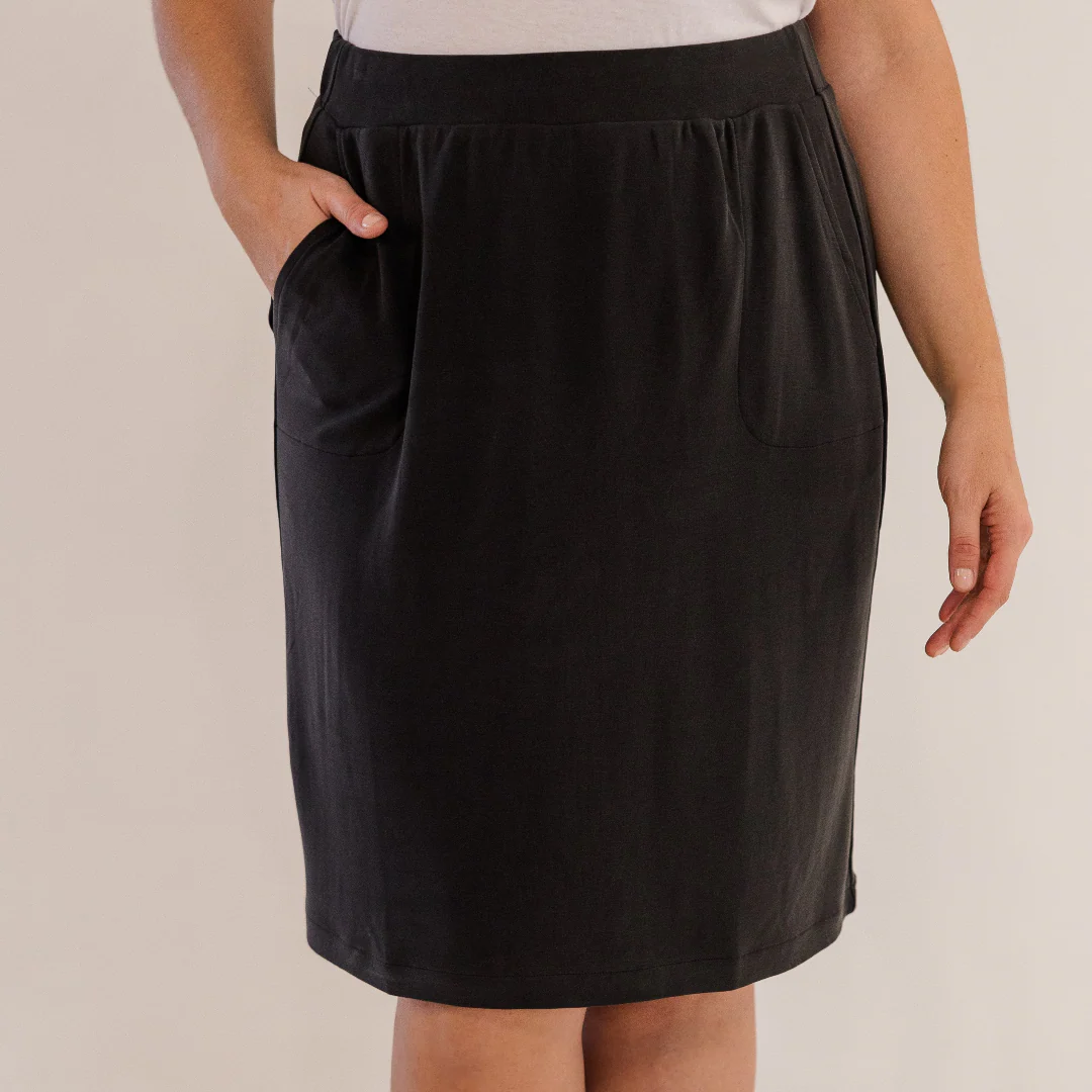 Leah A-Line Skirt, Black - Weilaico