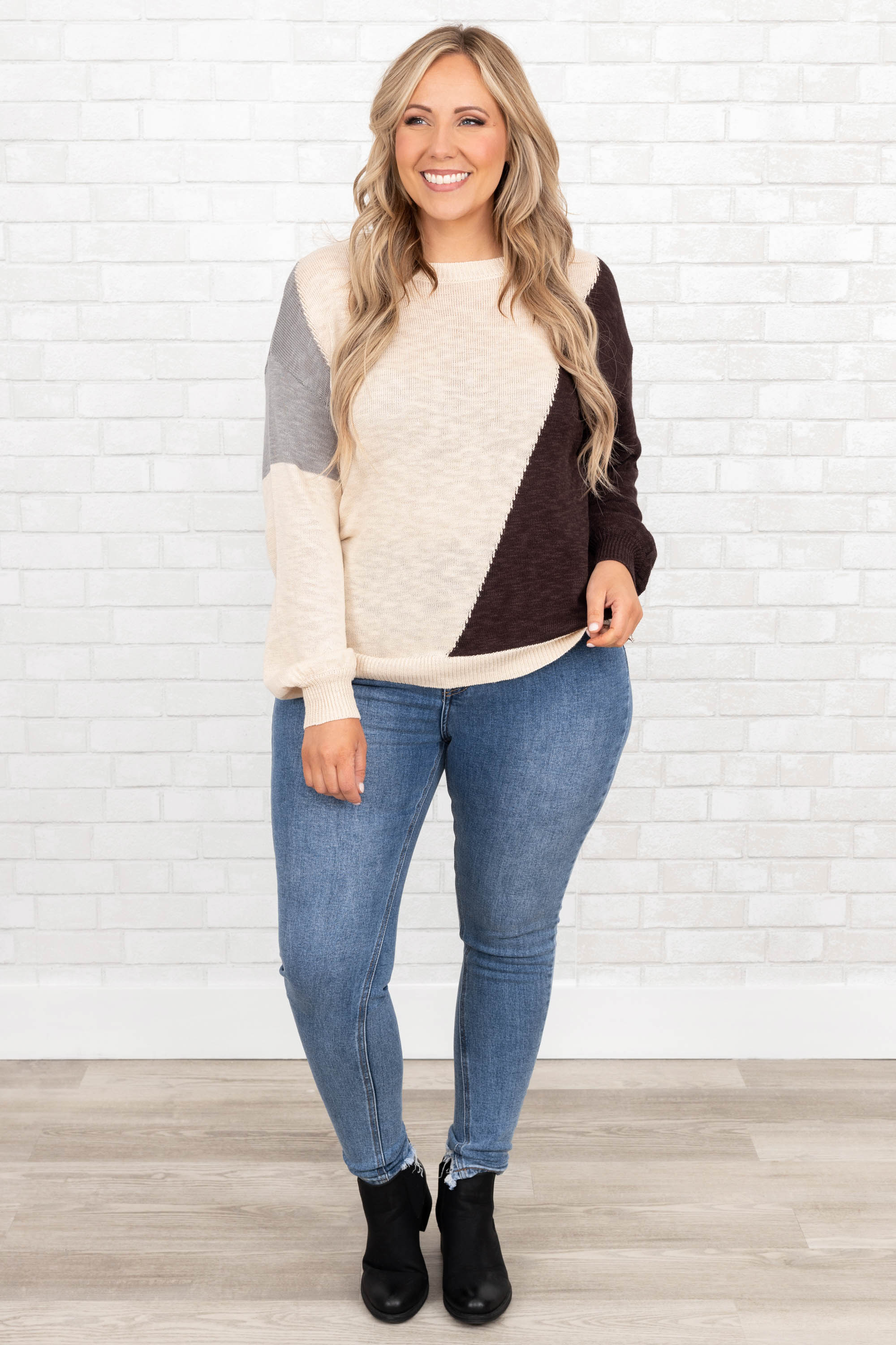 Always Thinking Sweater, Oatmeal - Weilaico