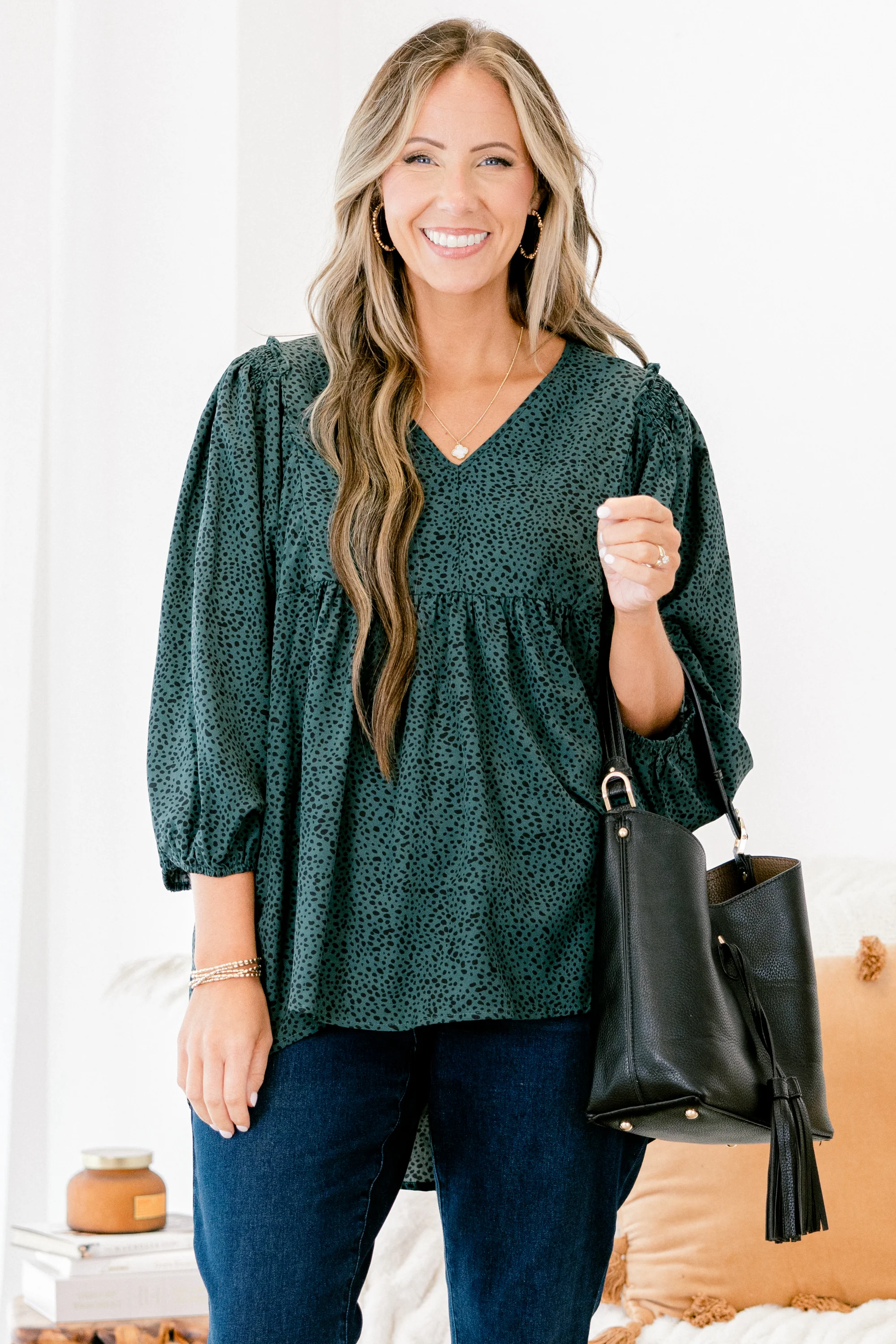 Looking For A Message Top, Green - Weilaico