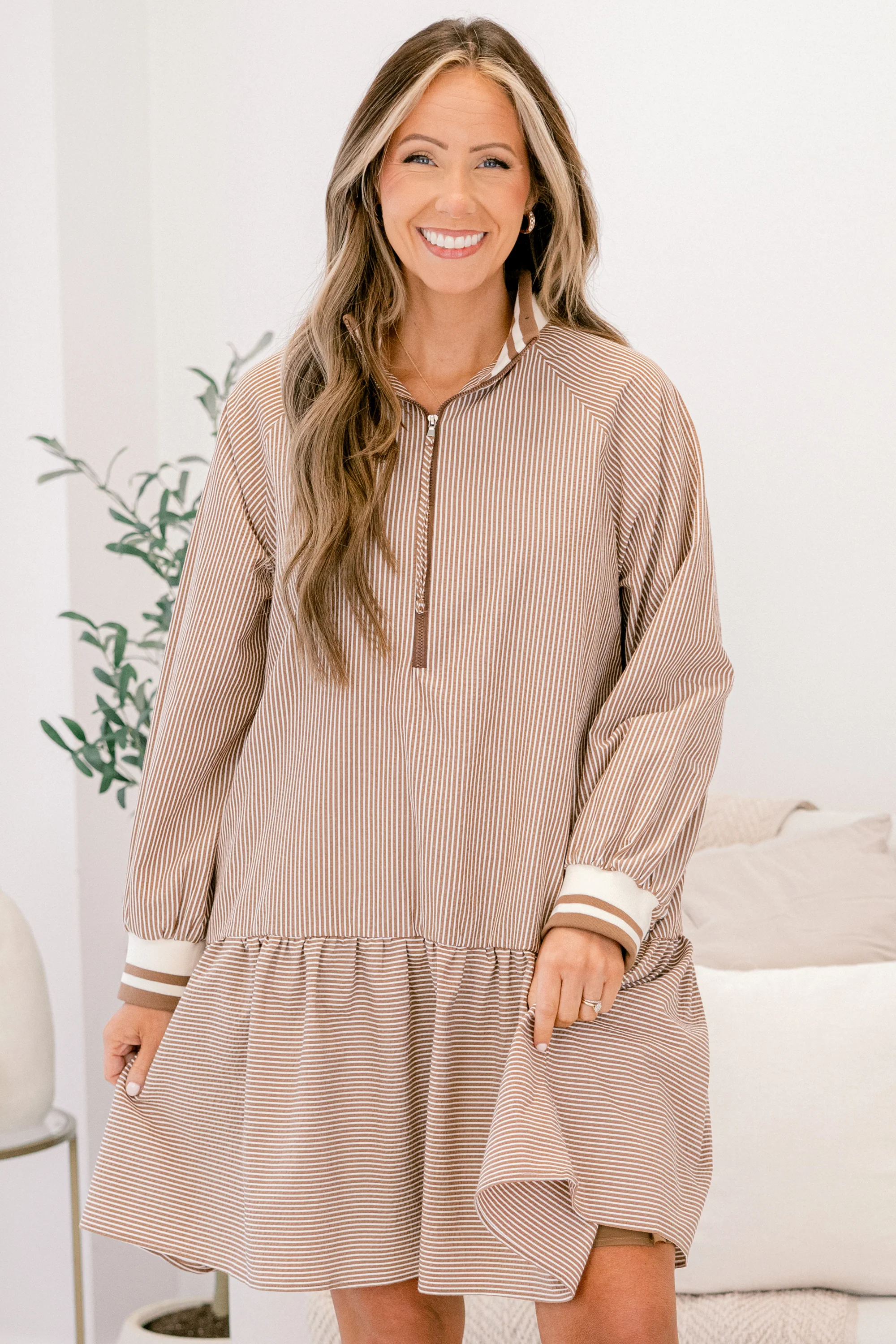 Do Your Thing Dress, Brown - Weilaico