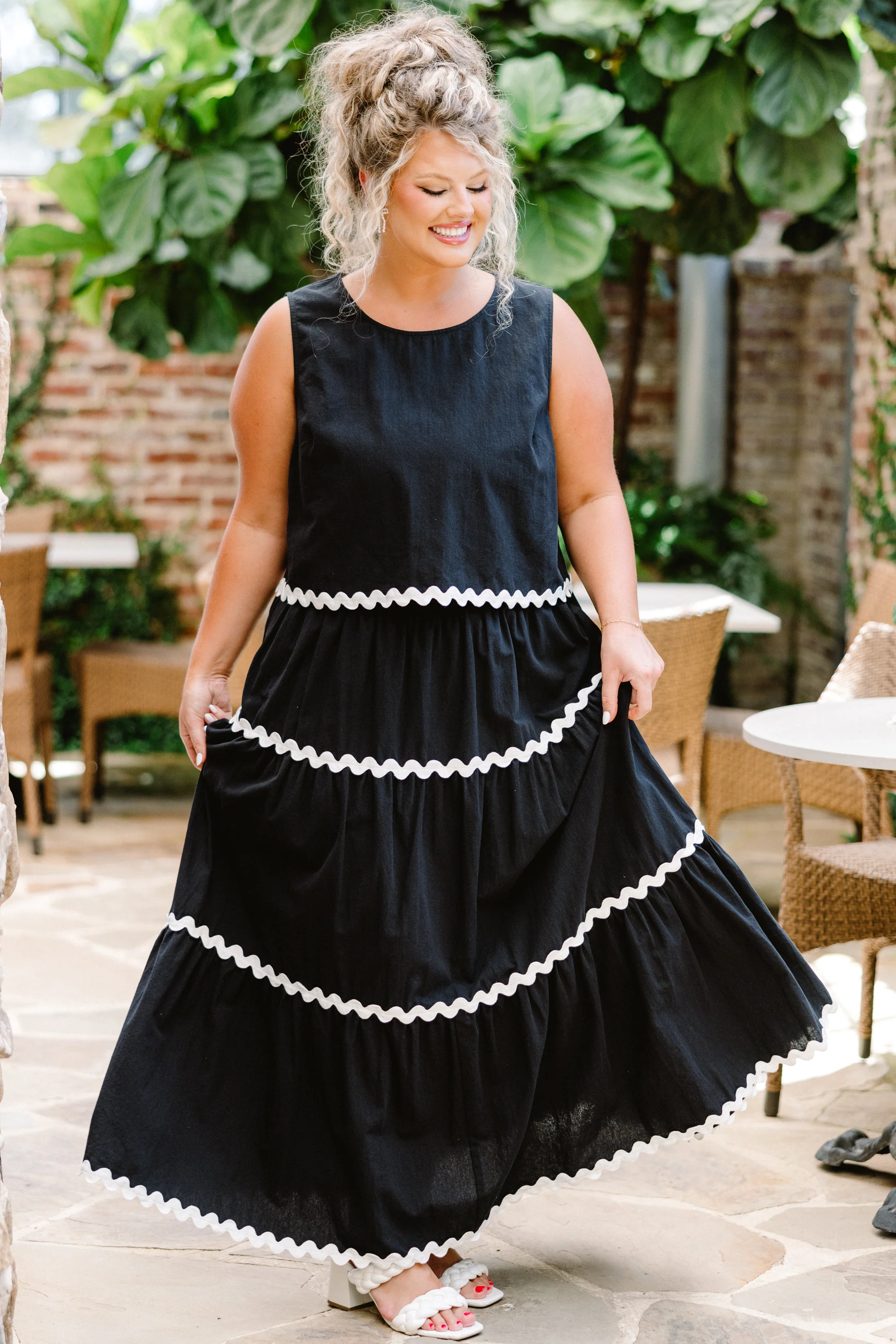 Shared Feelings Maxi Skirt, Black-Ivory - Weilaico