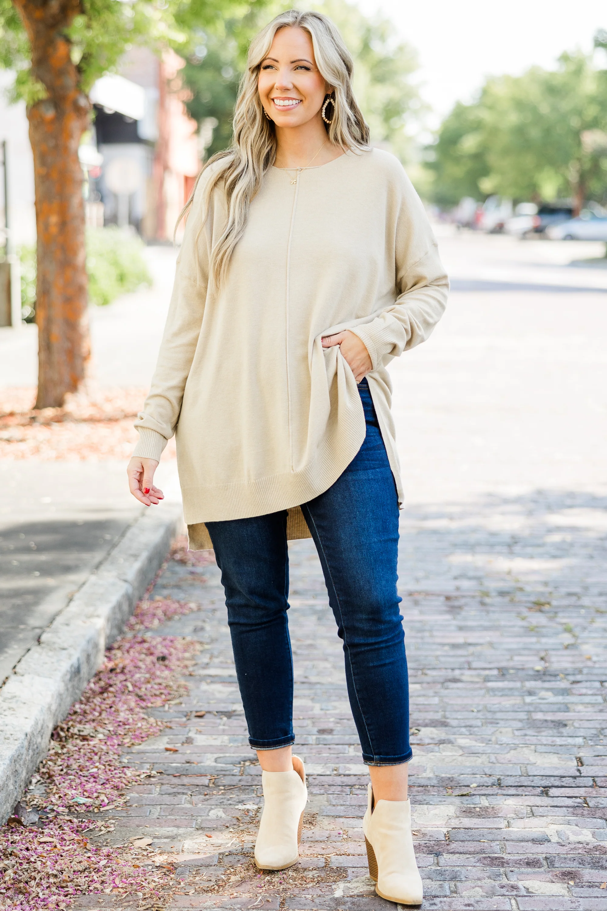 Miss Who You Were Sweater, Heather Beige - Weilaico