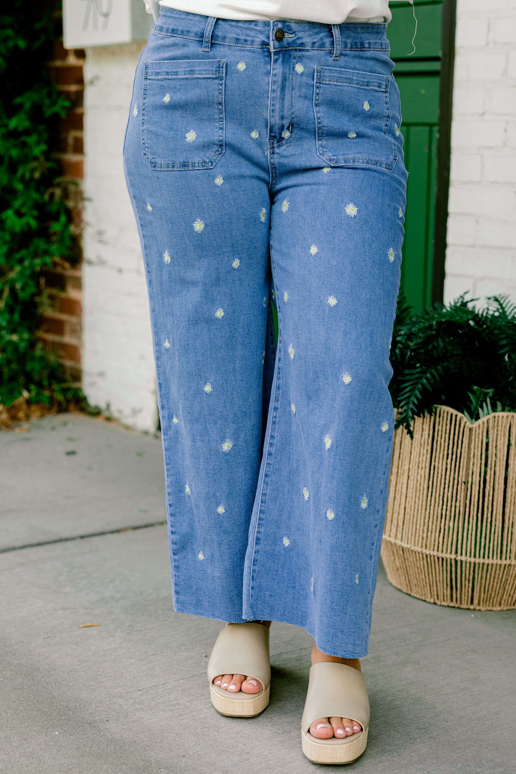Wash Me Away Jeans, Floral Embroidery - Weilaico