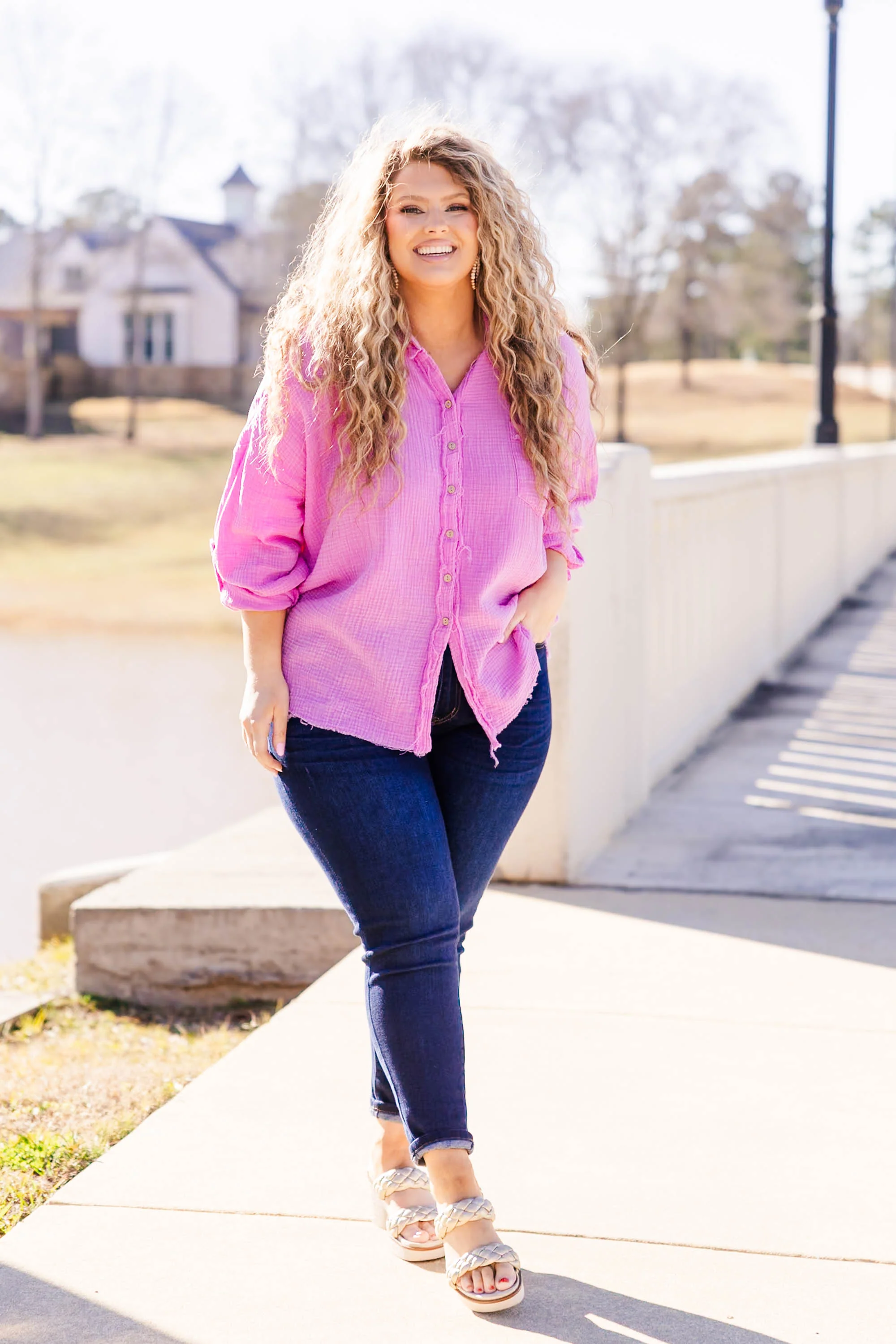 Popular Phrase Top, Bright Mauve - Weilaico