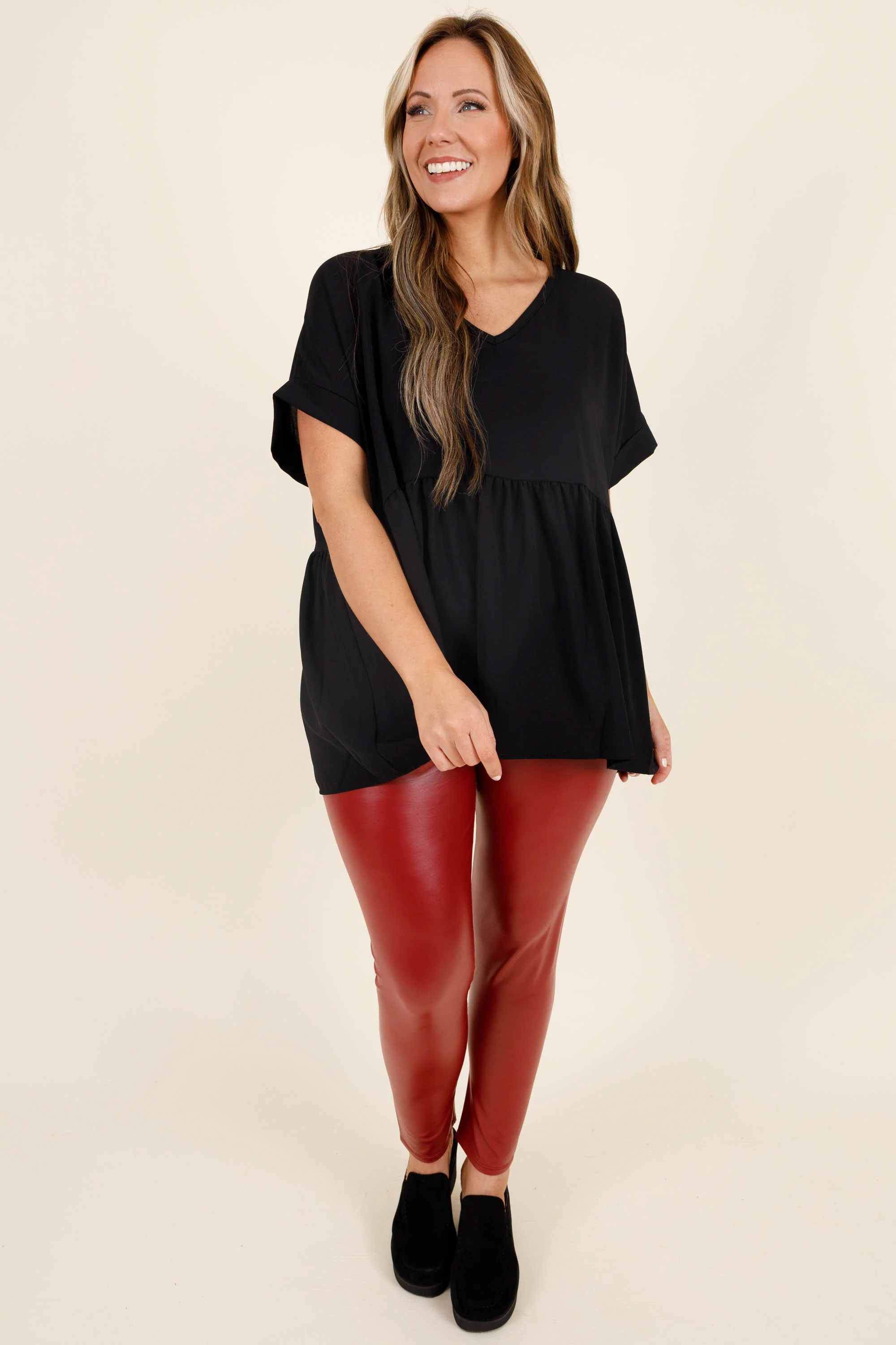 Wanna Dance All Night Leggings, Burgundy - Weilaico