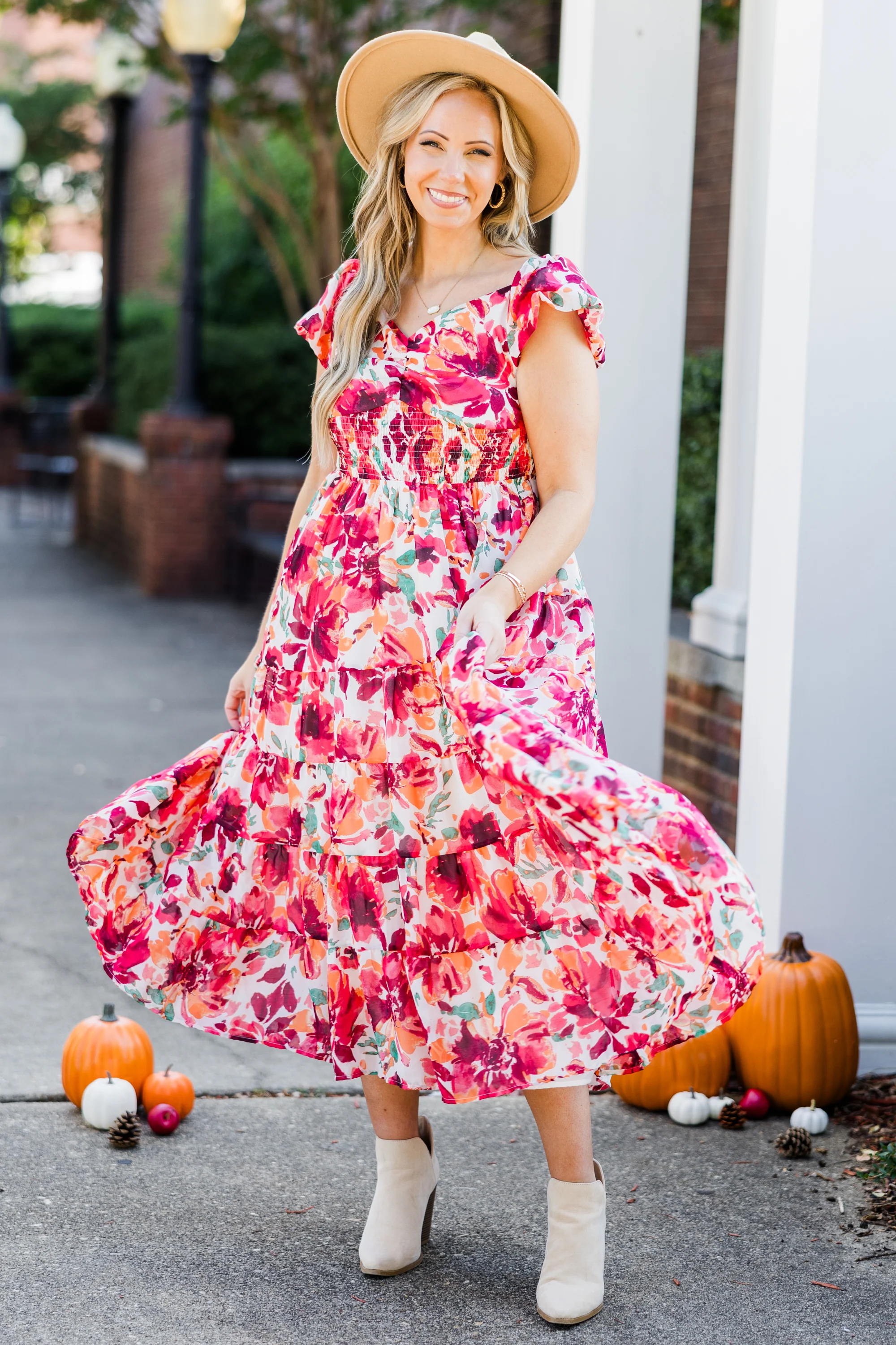 Love From Above Dress, Red Floral - Weilaico