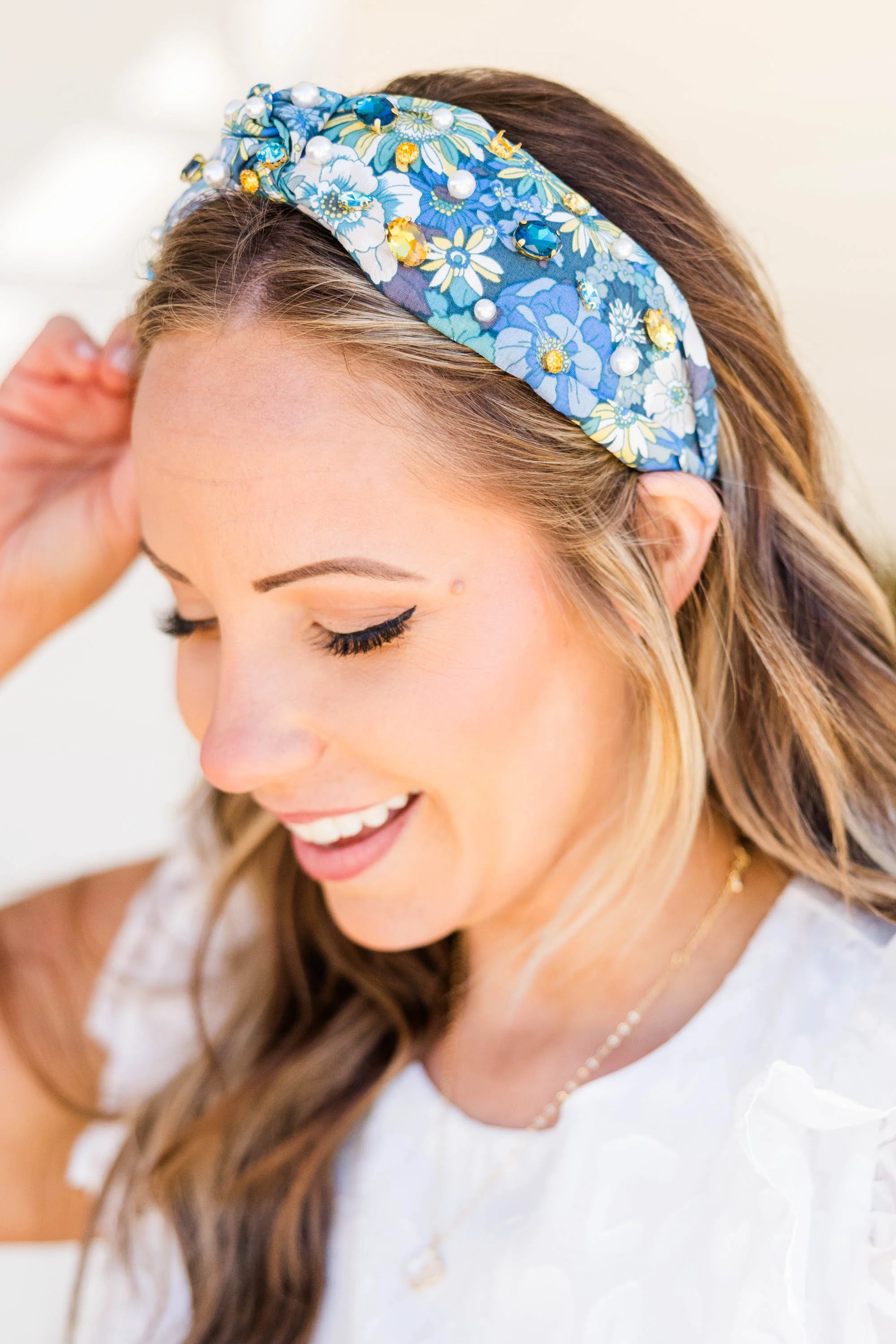Sand, Palm, And Beach Headband, Blue-Gold - Weilaico