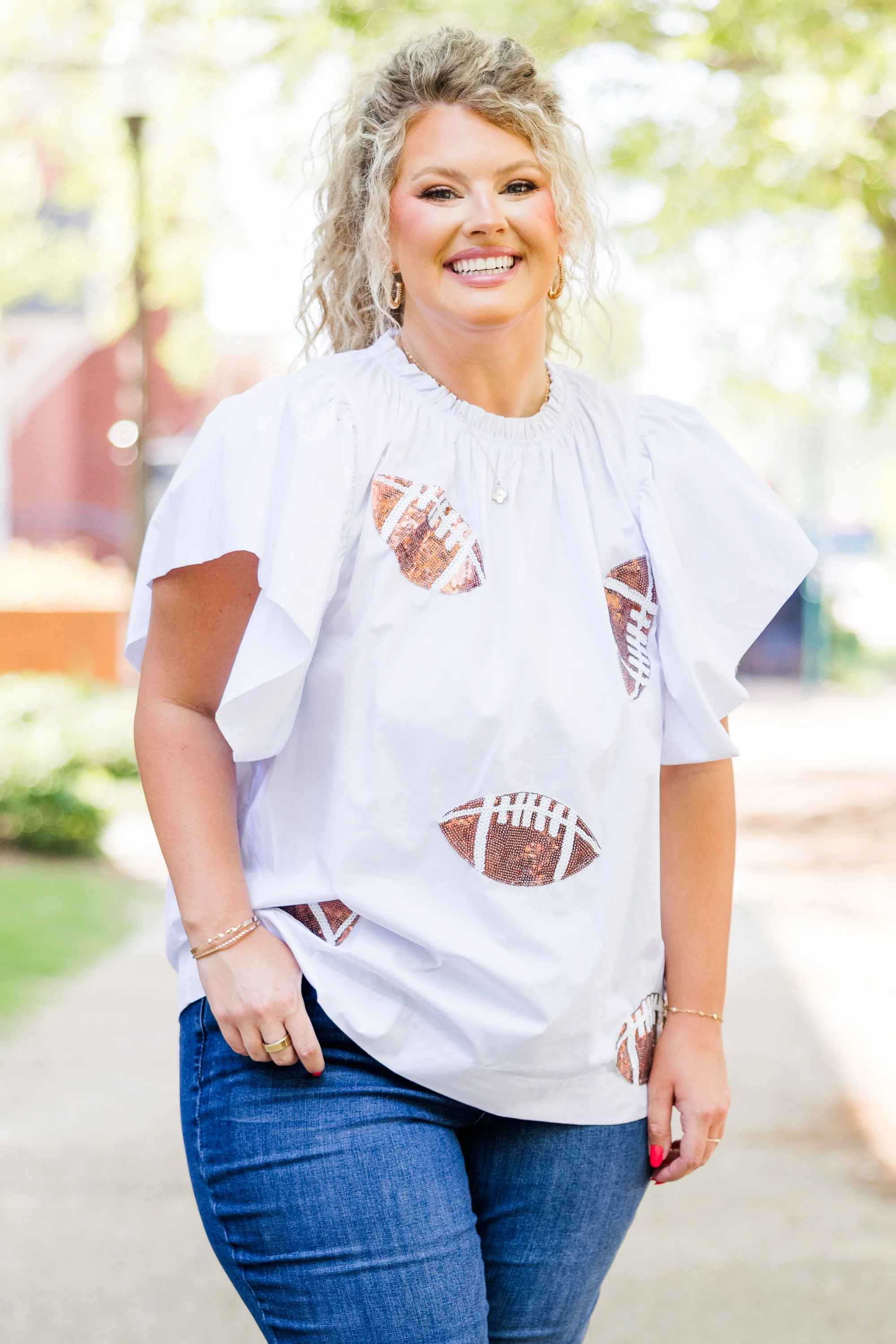 Here For Halftime Top, White - Weilaico