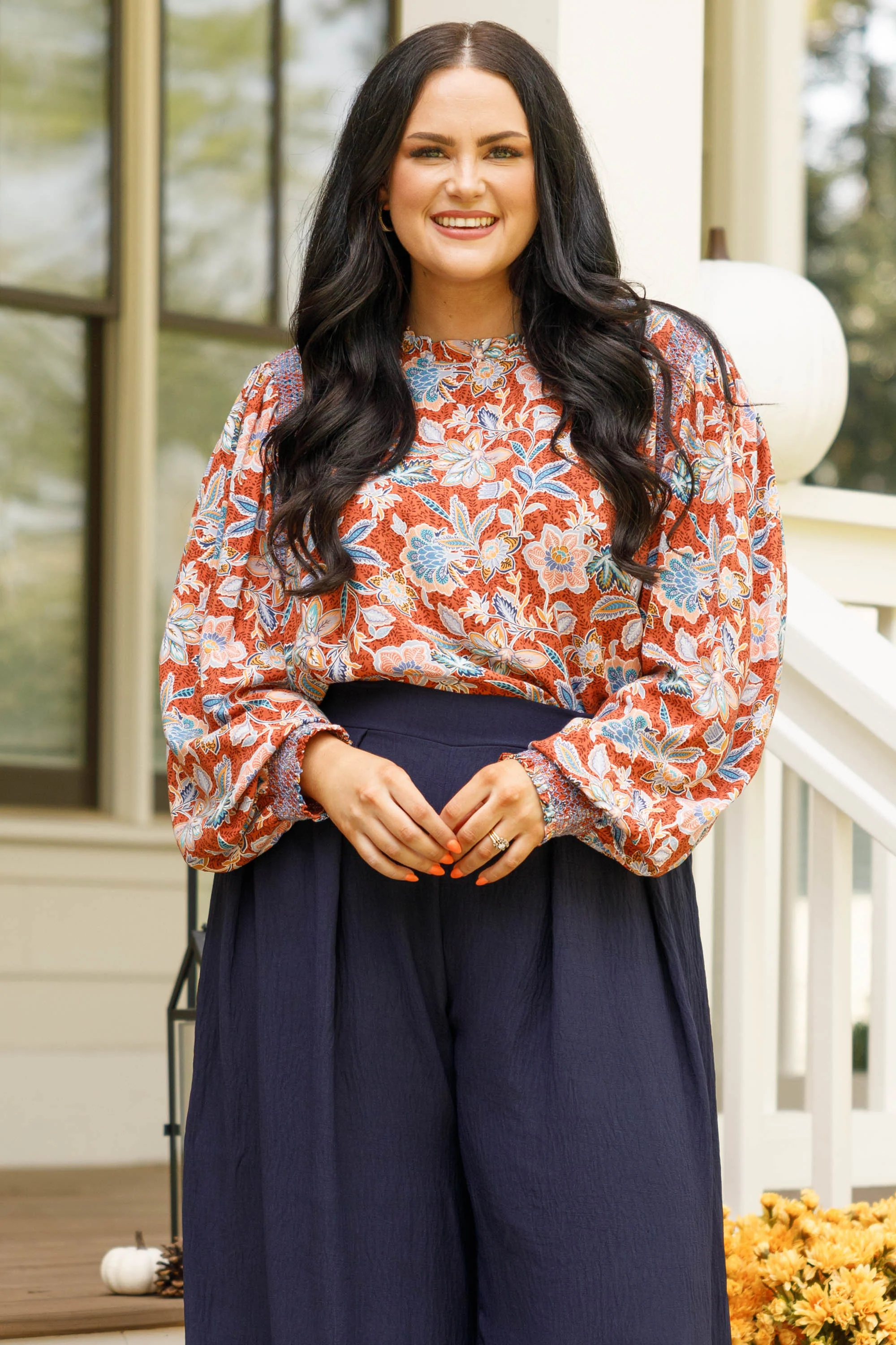 Love From A Distance Blouse, Rust - Weilaico