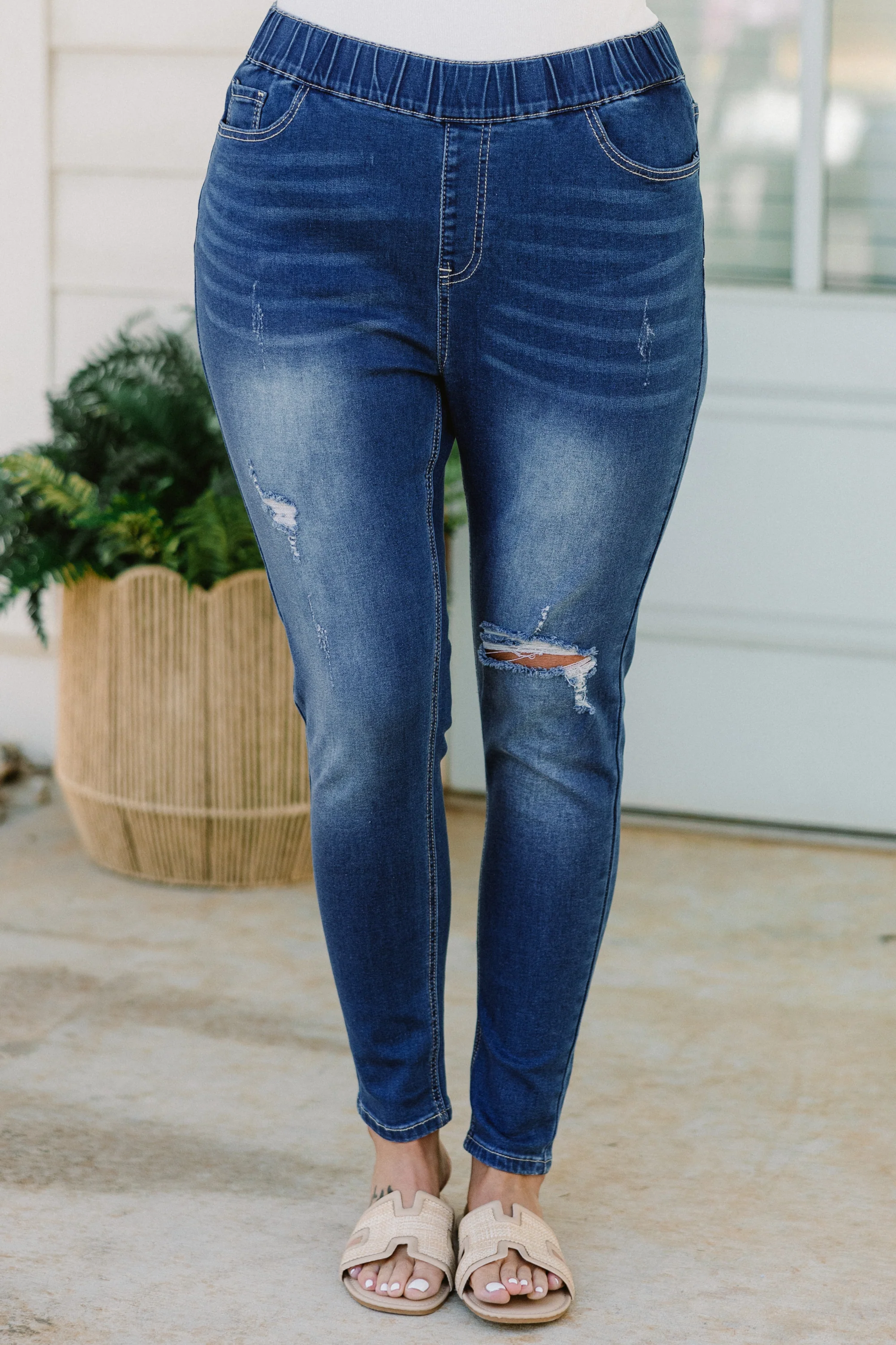 Give Your All Jeggings, Medium Wash - Weilaico