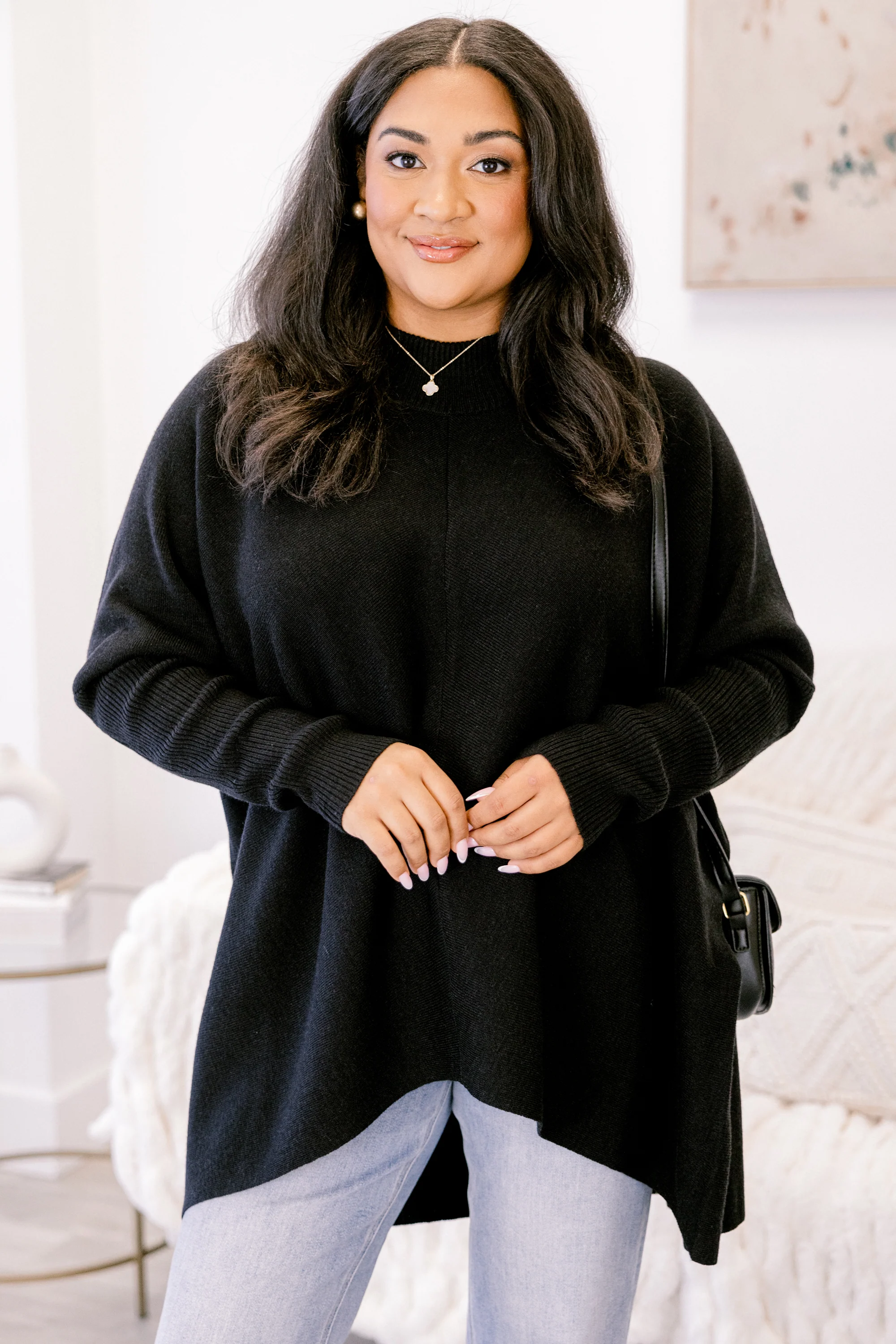 Thinking Of Us Tunic, Black - Weilaico