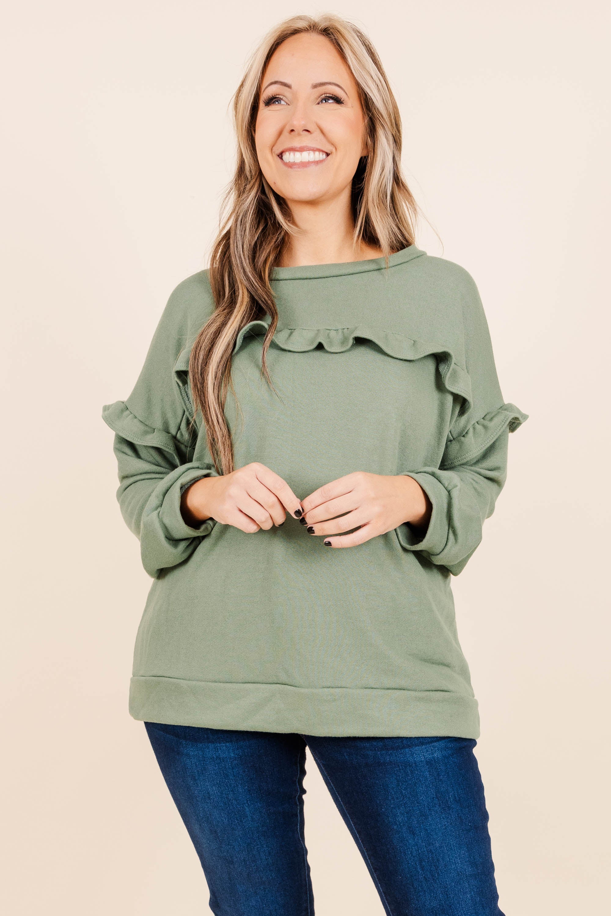 Toffee Kisses Pullover, Sage - Weilaico