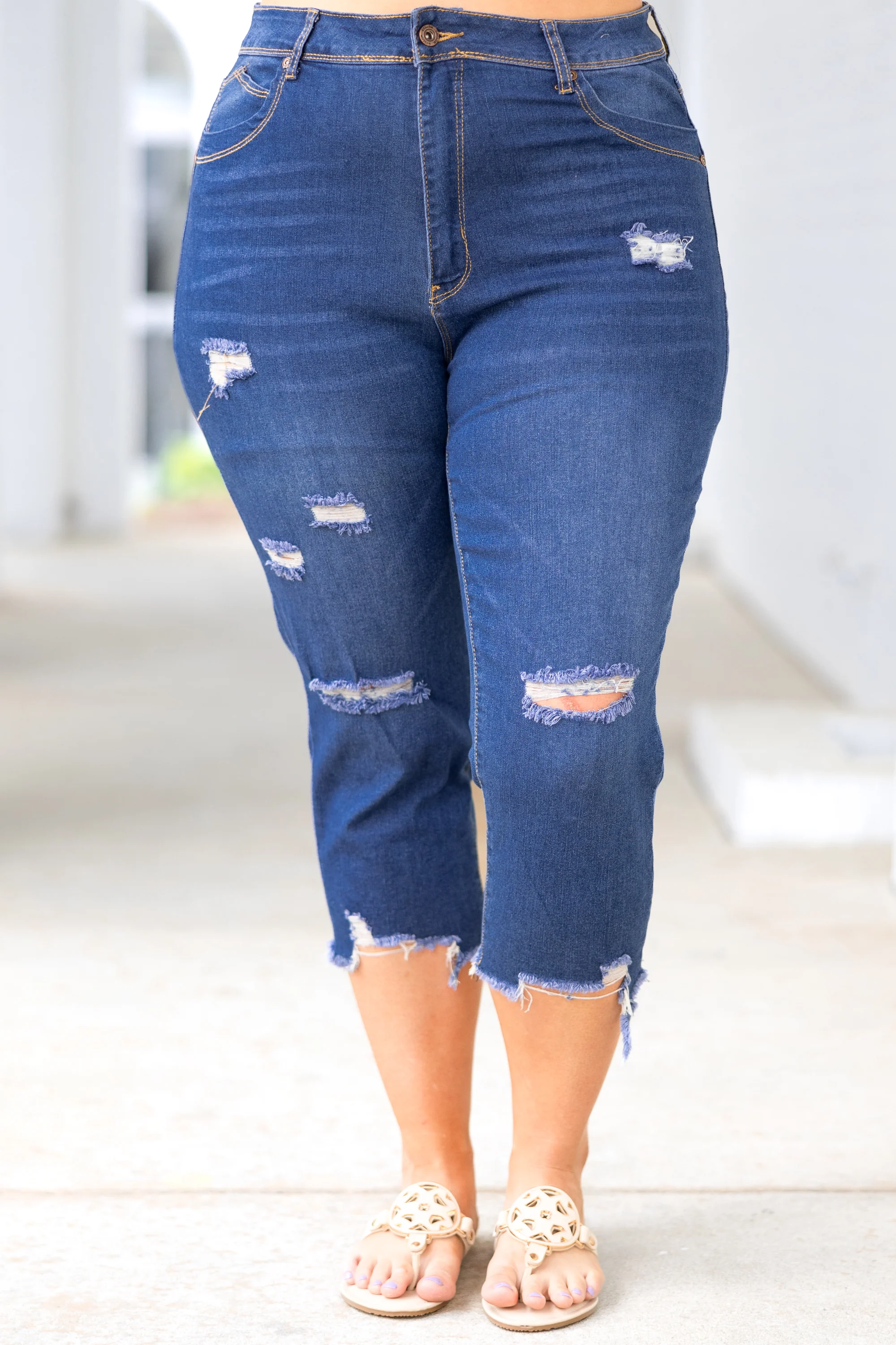 Remember Me Well Capris, Medium Denim - Weilaico