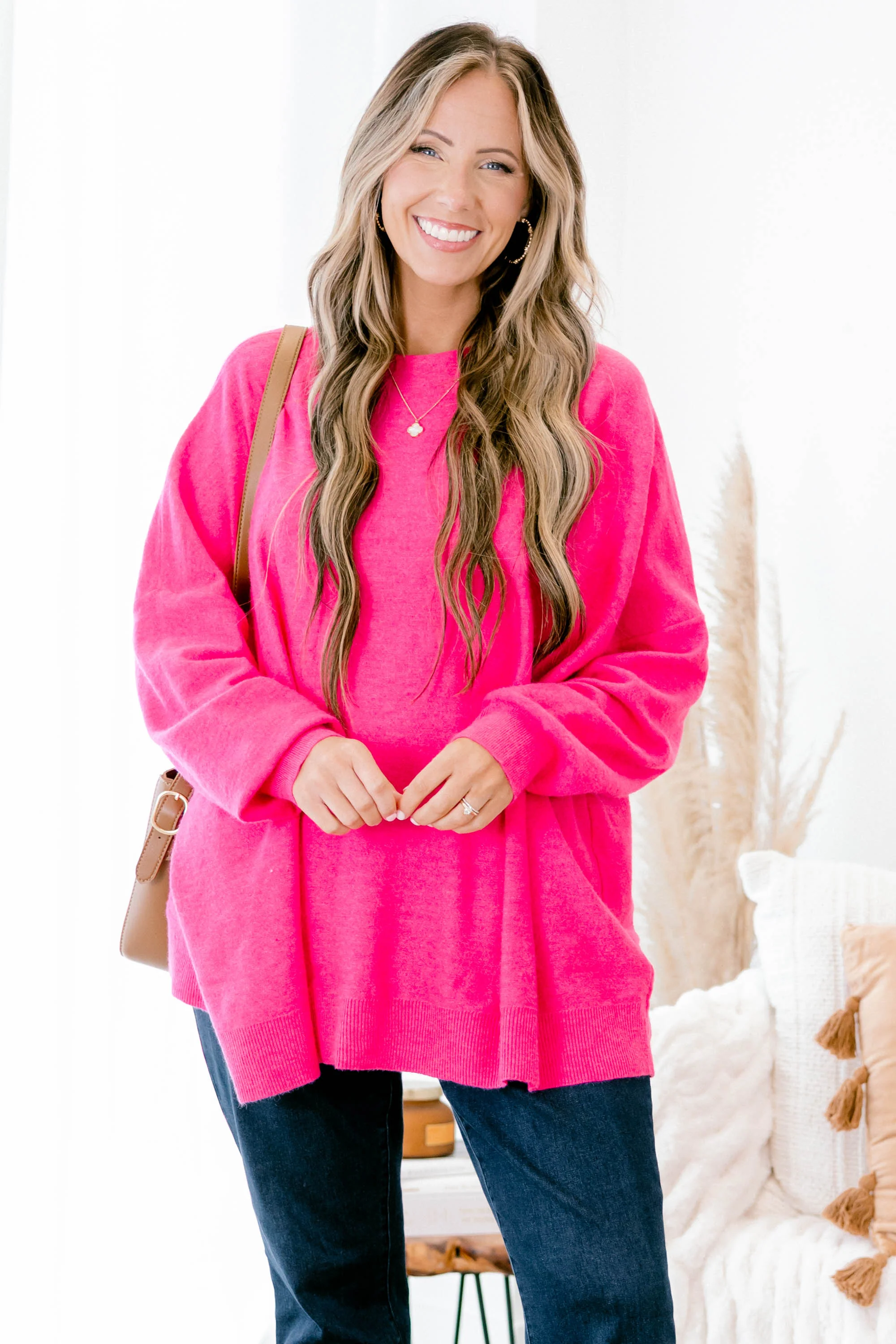 On My Own Sweater, Fuchsia - Weilaico