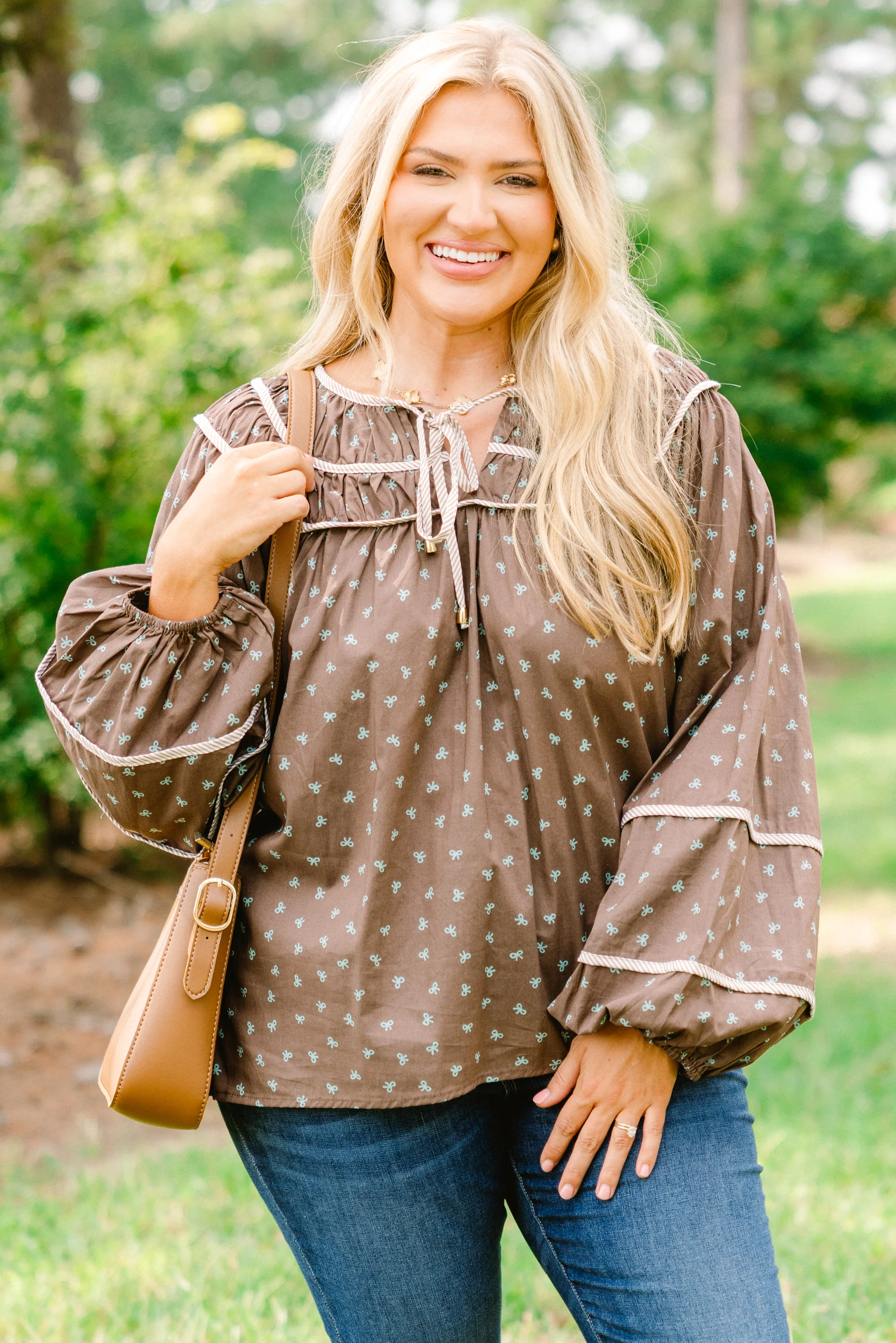 Glowing Moon Top, Brown - Weilaico