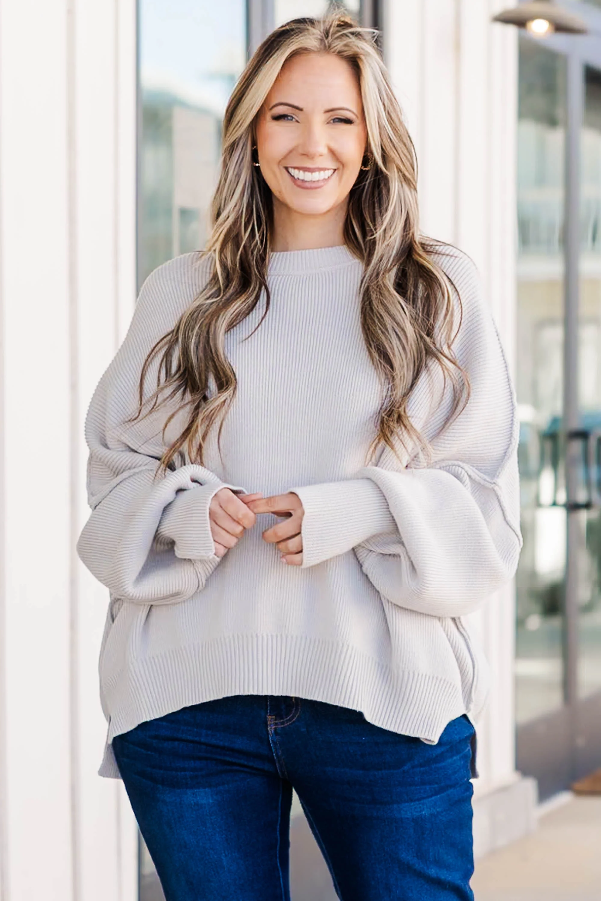 Magically Perfect Sweater, Light Grey - Weilaico