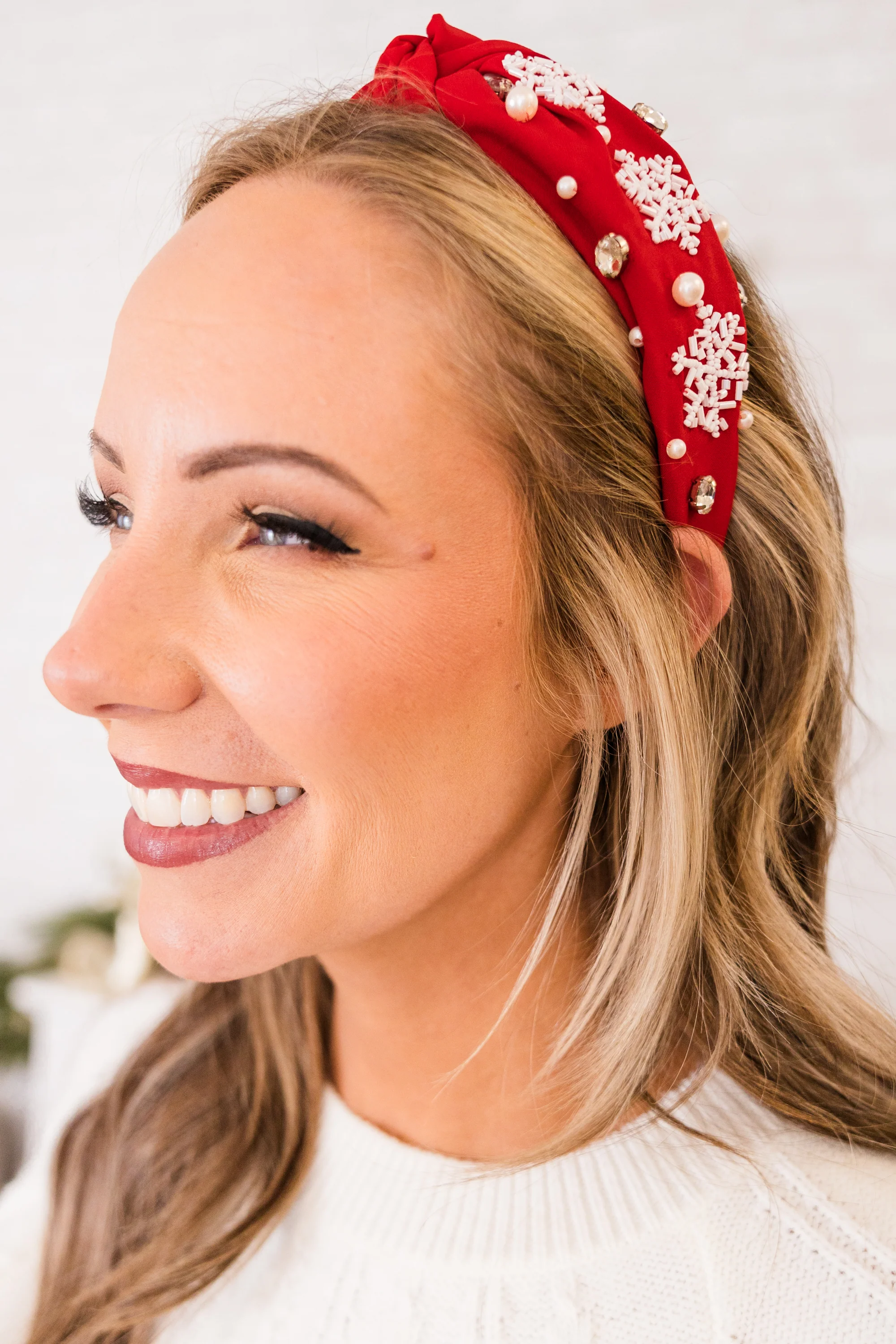 Snowflake Paradise Headband, Red - Weilaico