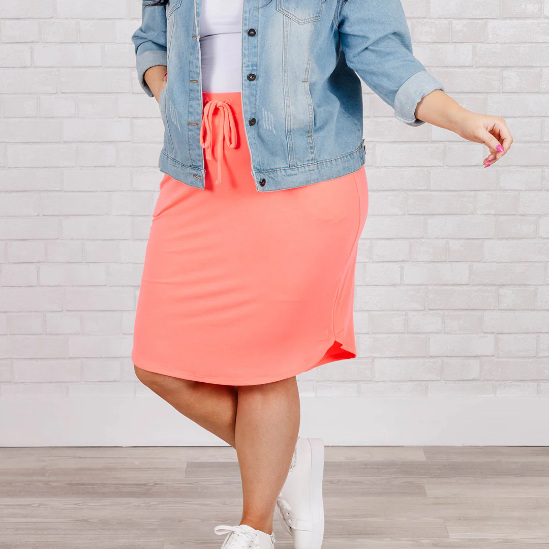 Nice And Comfortable Skirt, Neon Coral Pink - Weilaico