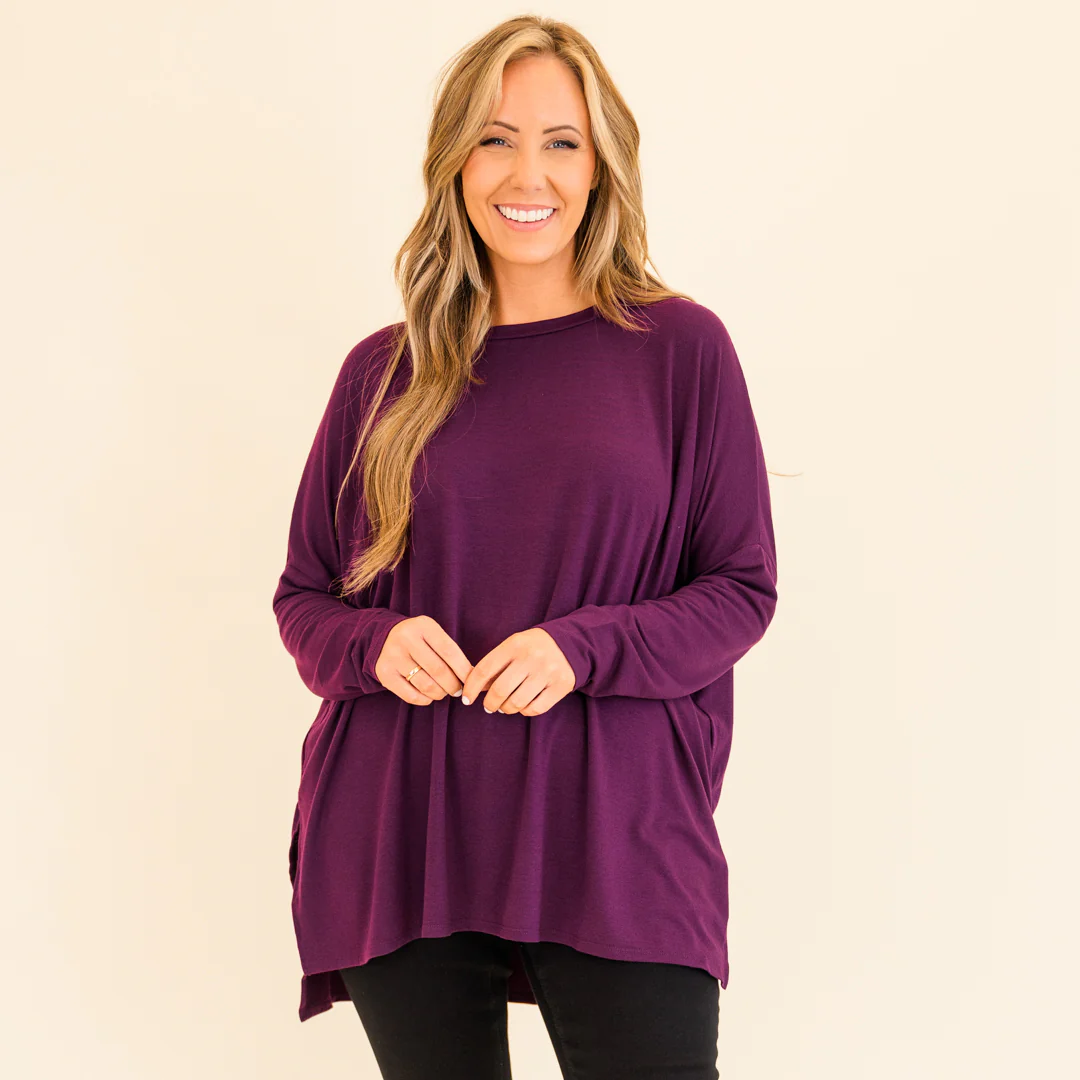 Time Well Spent Top, Dark Plum - Weilaico