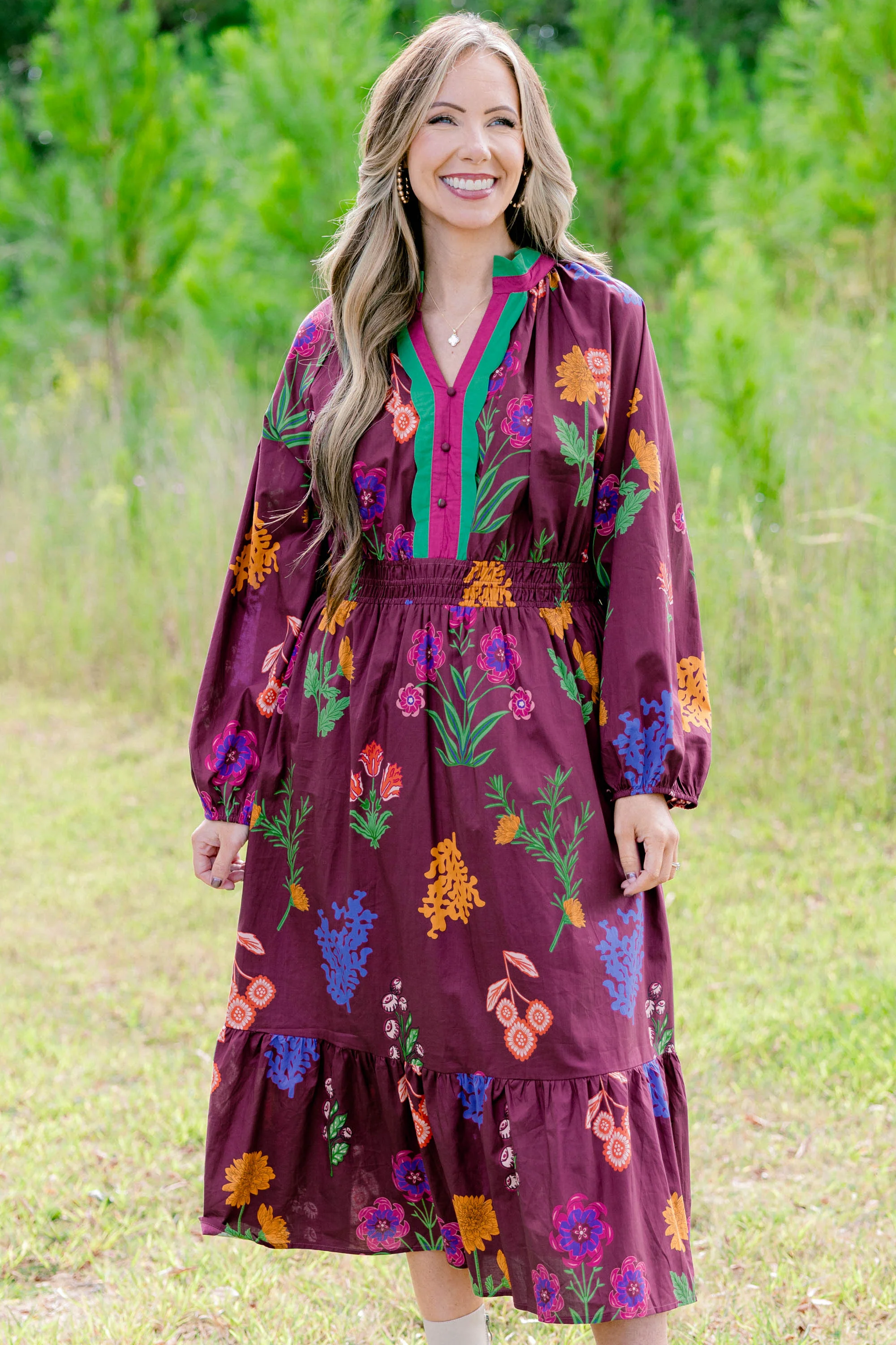 Just Went With It Dress, Burgundy - Weilaico