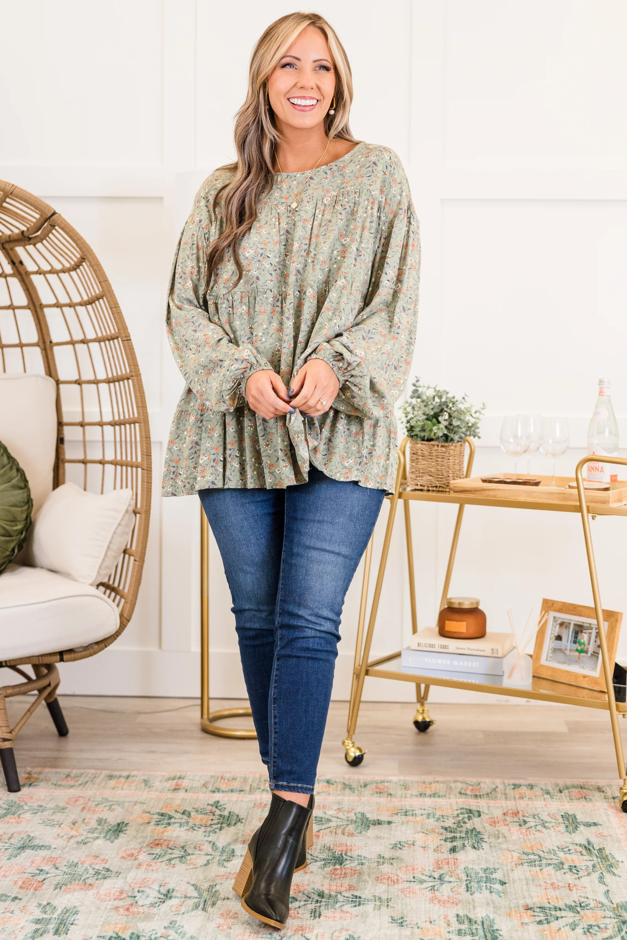 Anytime Now Top, Olive - Weilaico