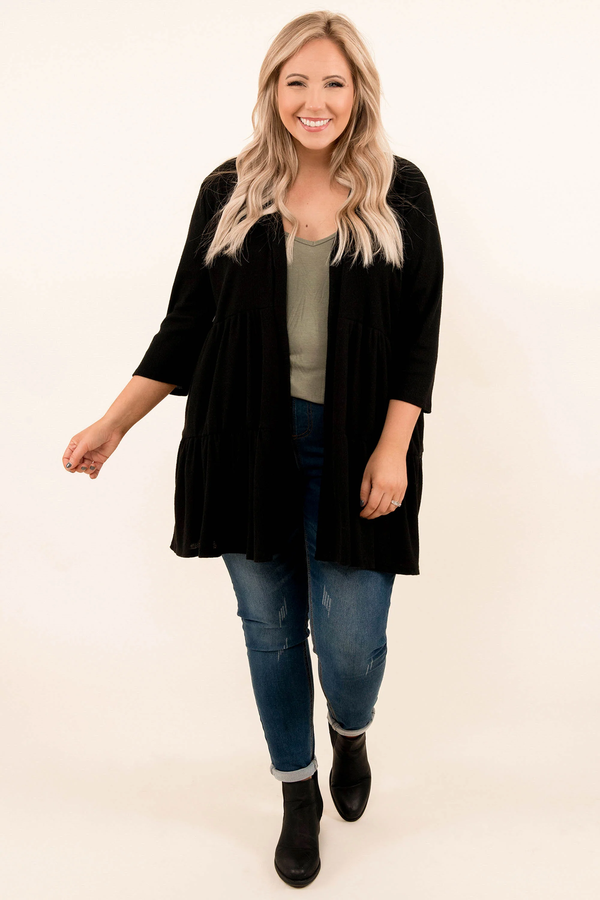 Take On The World Cardigan, Black - Weilaico