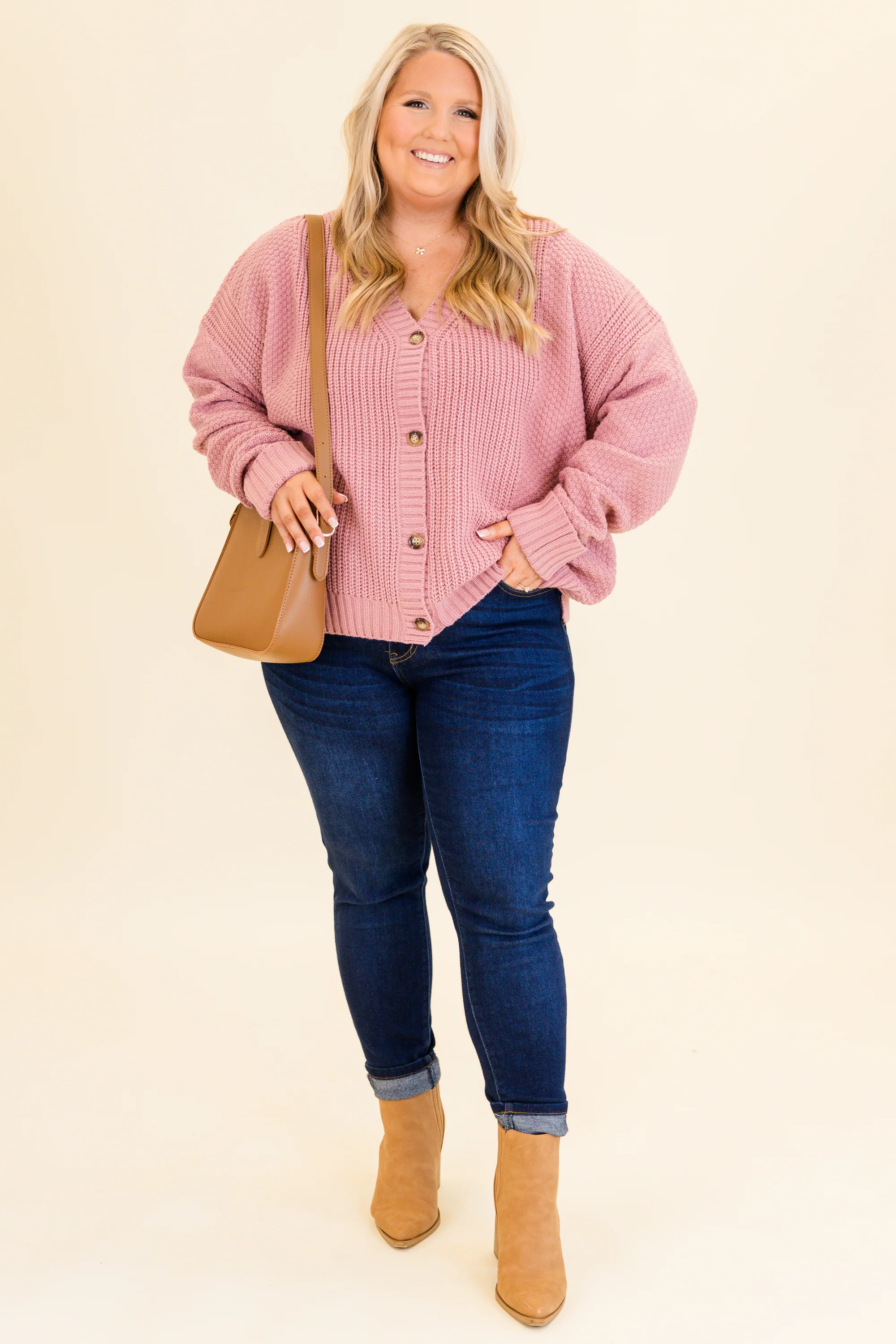 Crisp Evenings Cardigan, Mauve - Weilaico