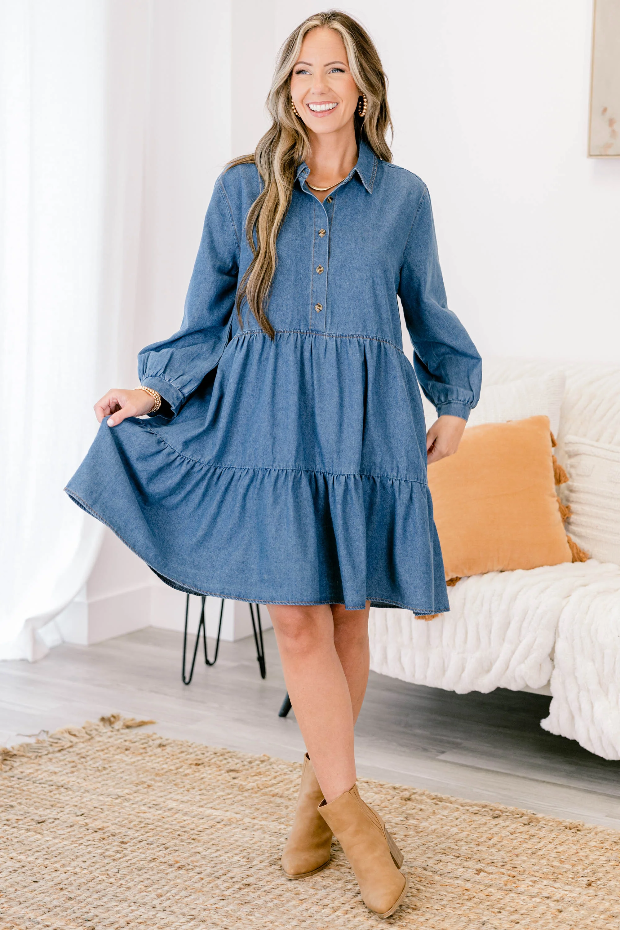 Said In Stride Dress, Blue - Weilaico