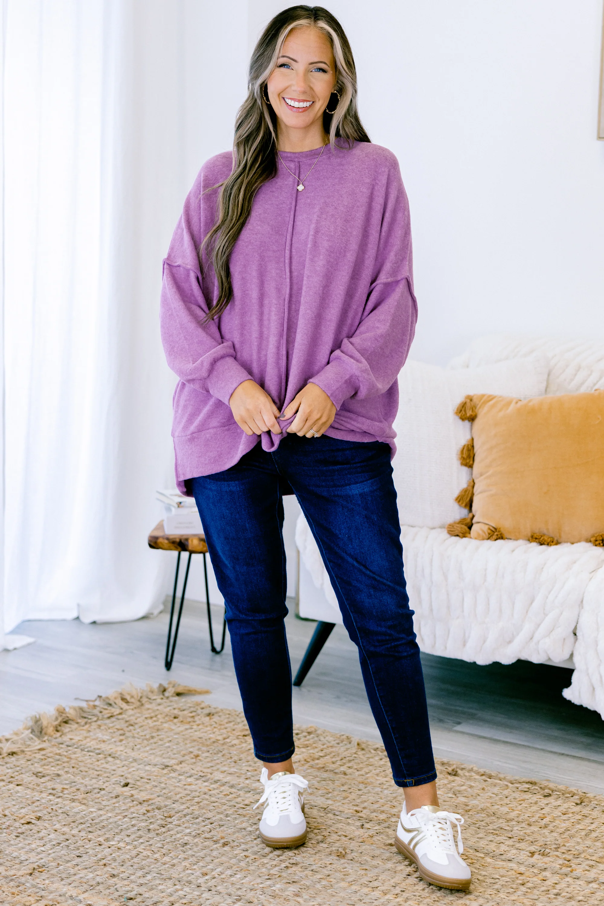 So Comfy Sweater, Bright Violet - Weilaico